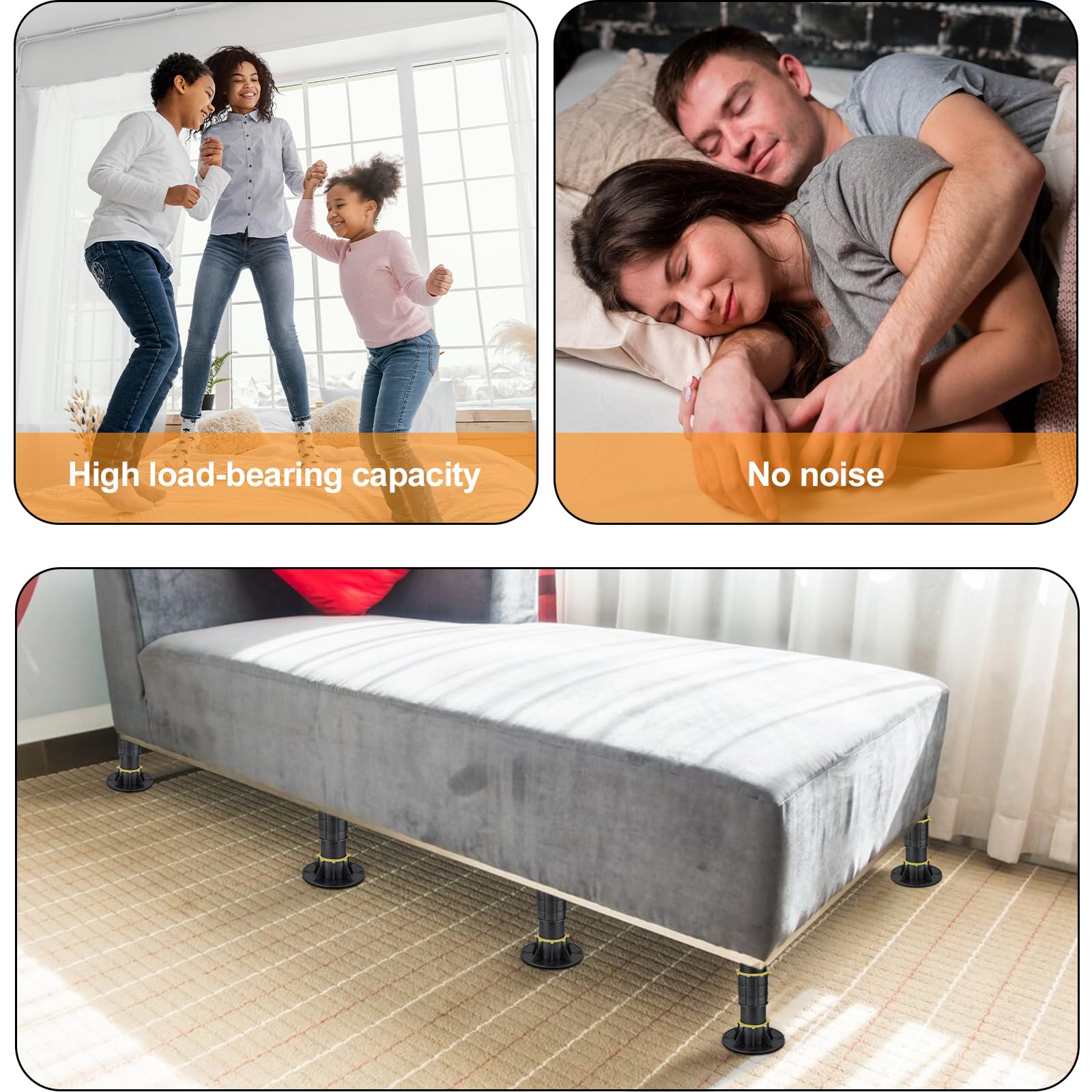 2 PCS Adjustable Bed Support Legs 8.66-13.38 Inch - Heavy Duty Bed Frame Replacement Legs for Center Support & Slats Reinforcement - Perfect for Queen, King Size Beds - Bedroom Furniture Accessories