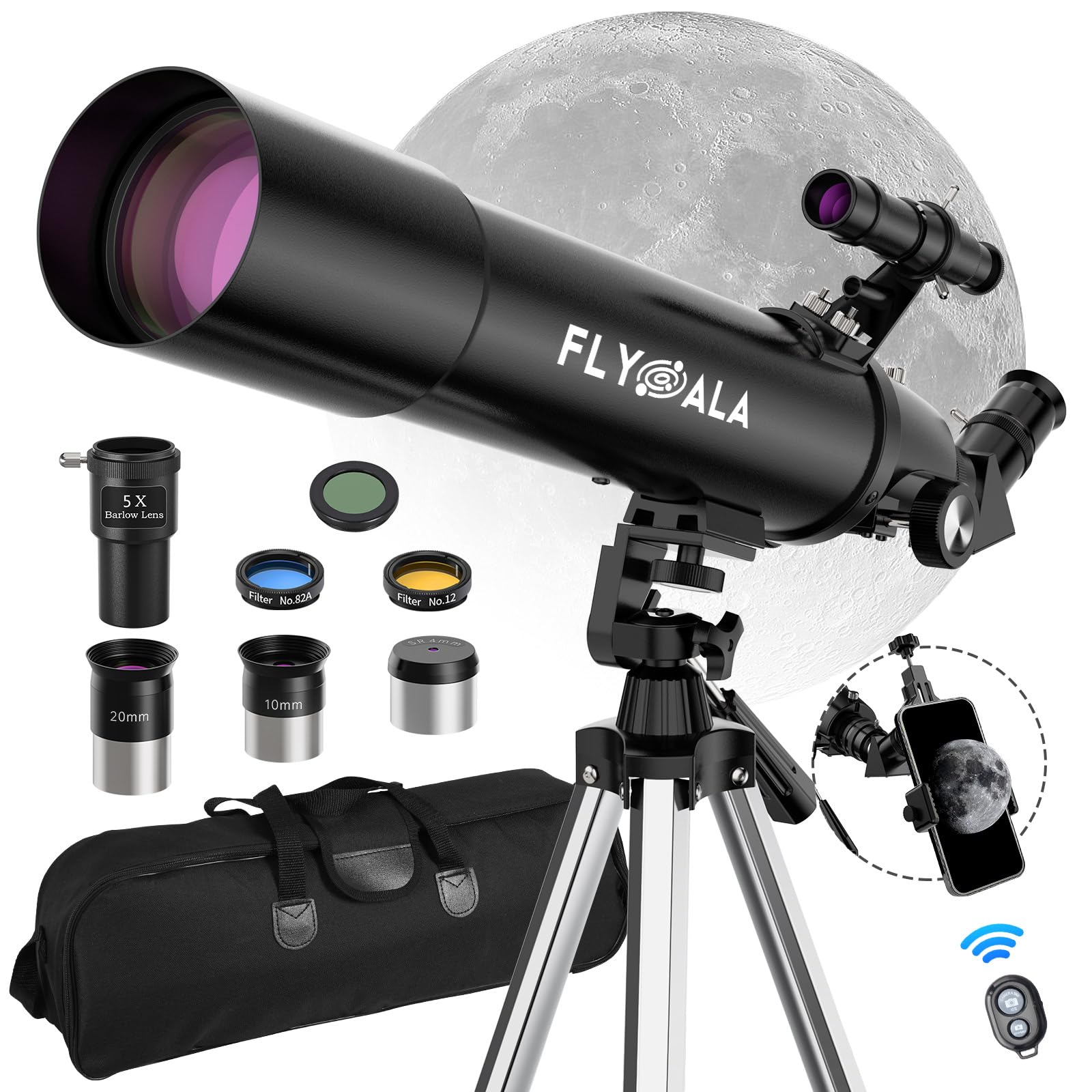 80mm Aperture 600mm Focal Length Refractor Astronomical Telescope for Kids & Adults - High Power 30X-750X, Perfect for Beginners Age 6-12+ | Ideal for Stargazing, Moon Observation & Astronomy Learning