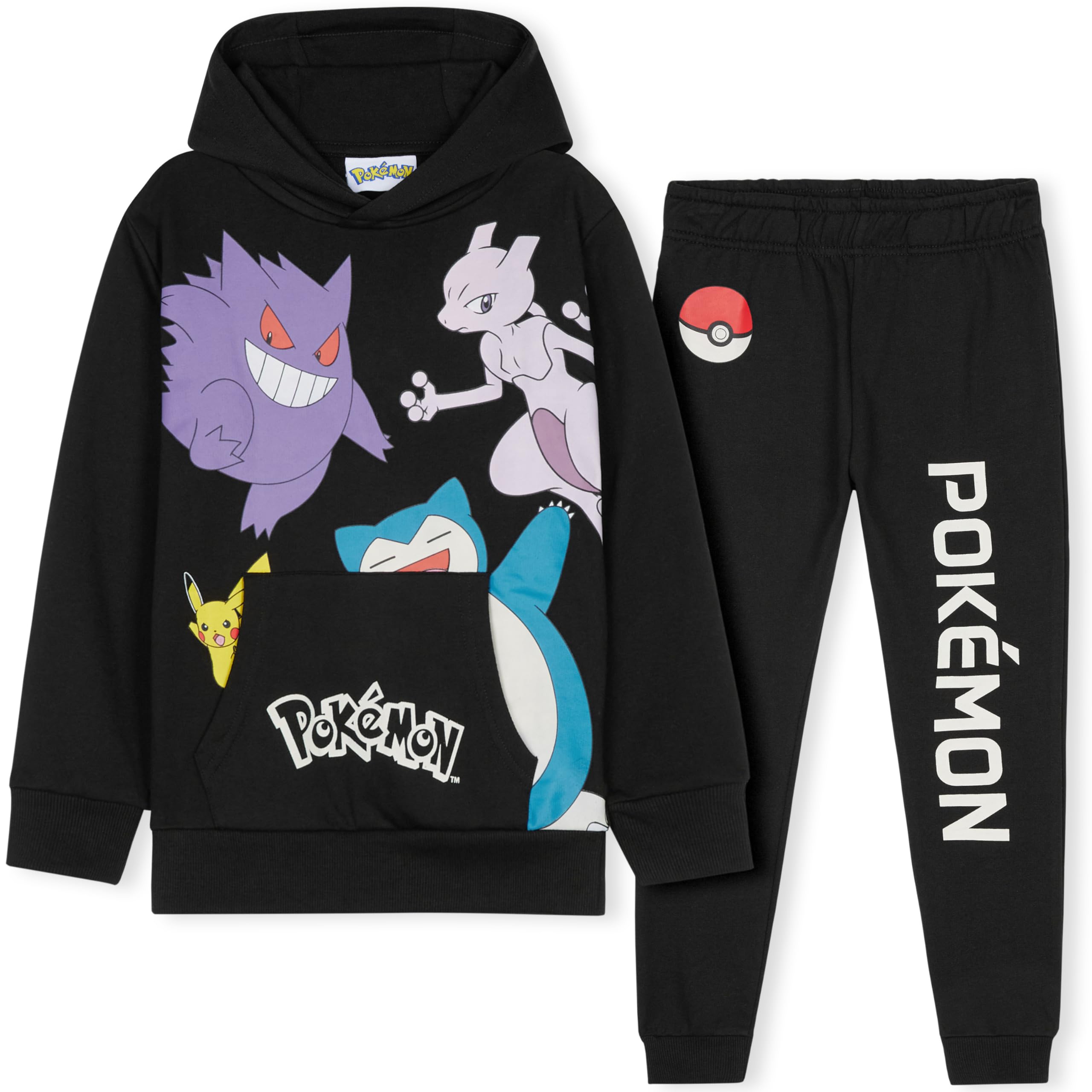 Pokemon Boys Tracksuit Set - Comfy Hoodie & Jogger Pants Outfit | Cute Cartoon Character Costume for Kids Birthday Gifts | Perfect for Playdates, School & Cosplay
