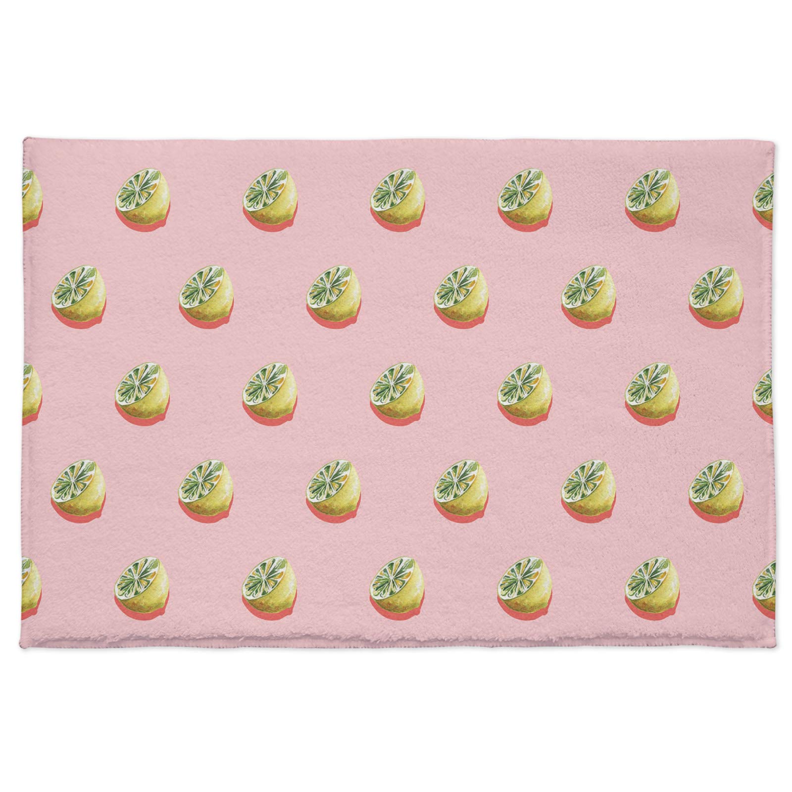 Soft Non-Slip Summer Fruit Bath Mat - Absorbent Shaggy Floor Rug with Lime Lemon Design, Pink Fluffy Carpet for Bathroom (24x36 inches) - Perfect Housewarming Gift & Bathroom Decor Accessory