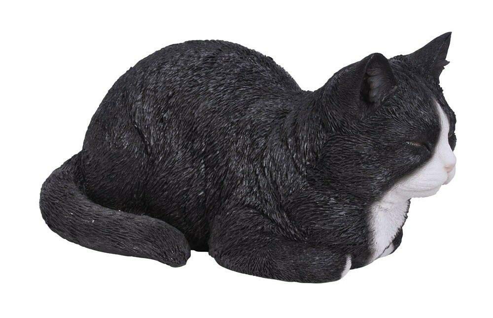 Dreaming Cat Ornament - Black and White Ceramic Figurine for Home Decor, Gift & Shelf Display | Perfect for Cat Lovers, Christmas Tree Decorations and Cozy Living Room Accents