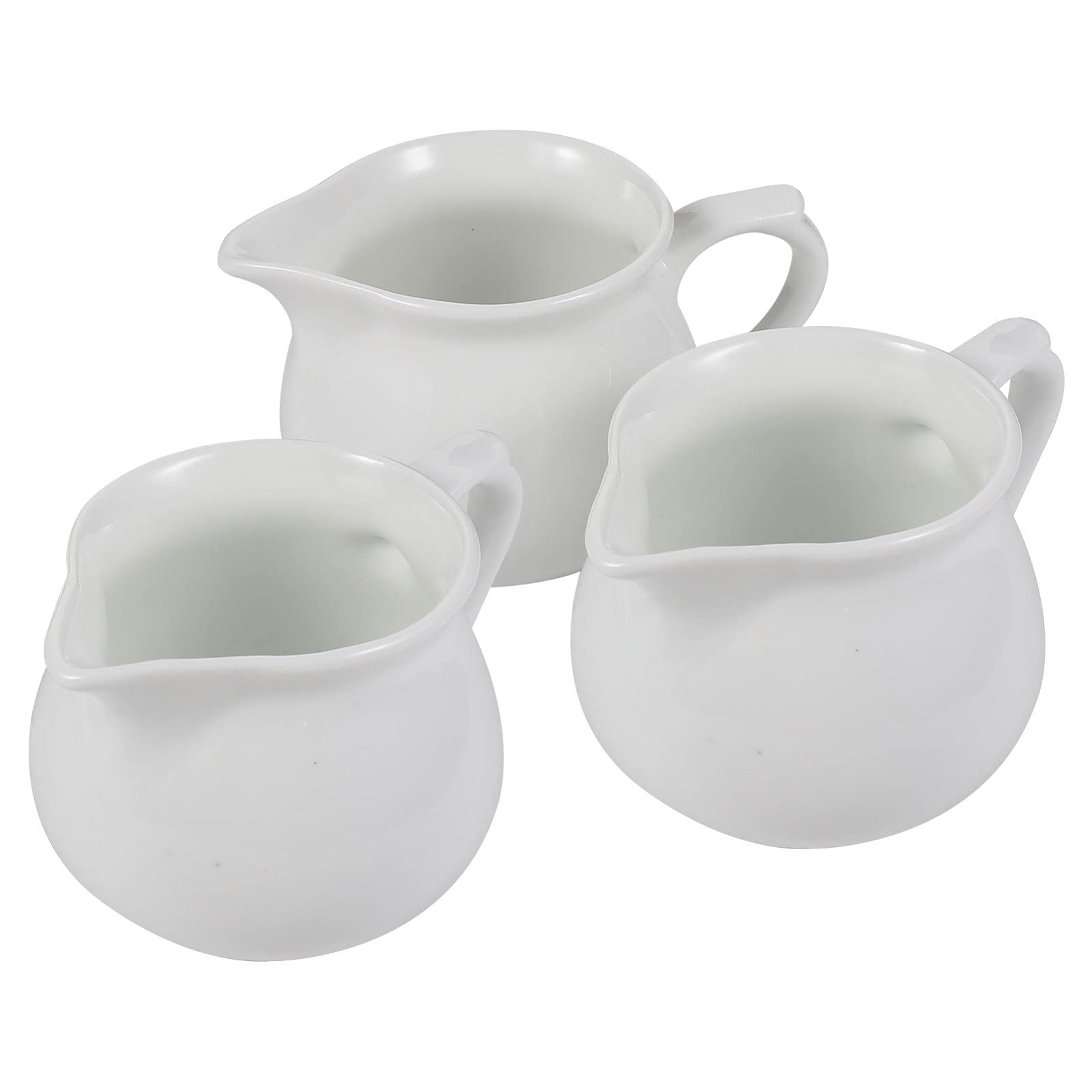 Premium Ceramic Milk Creamer Jug Set - 3-Piece Mini Milk Frothing Pitcher for Coffee, Latte & Cappuccino | Heat-Resistant Ceramic Sauce Cups for Kitchen, Barista & Home Use (10.5x7x6cm/4x2.7x2.3in) | Perfect for Coffee Shops, Home Brewing & Gift Giving