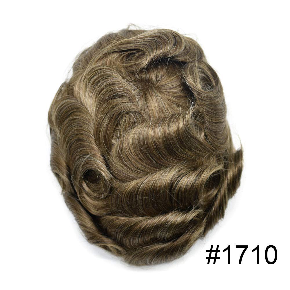 100% European Real Human Hair Men's Toupee - Swiss Lace Front Hair System for Men | Bleached Knots | 8x10 Size | Dark Ash Blonde with 10% Gray | 100% Density | Perfect for Daily Wear, Special Occasions & Hair Replacement Solutions
