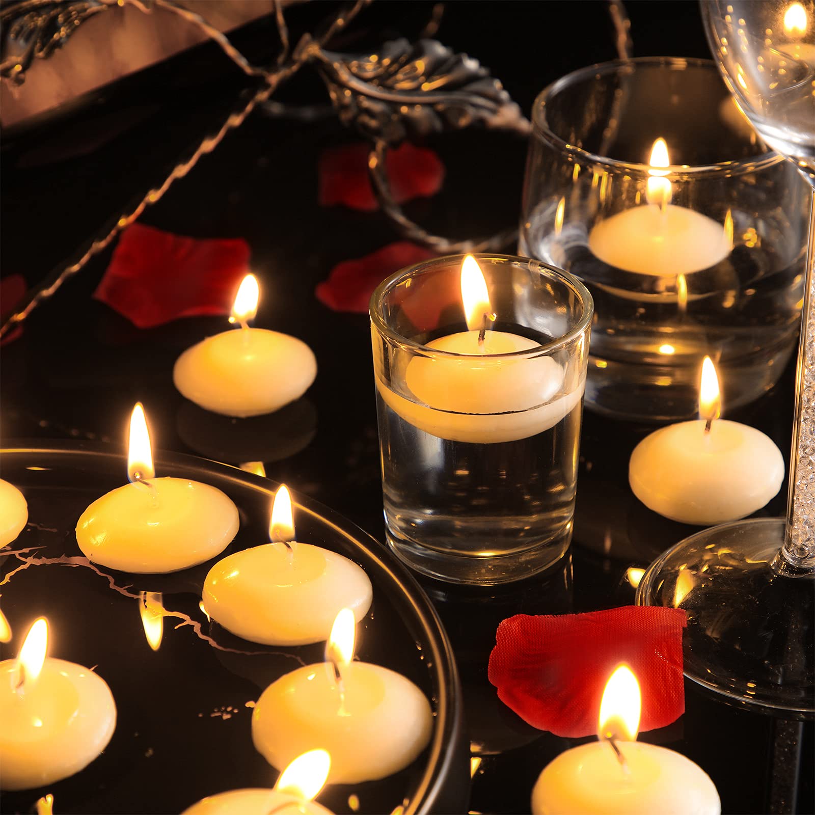 20 White Floating Candles for Weddings & Pools – 1.5