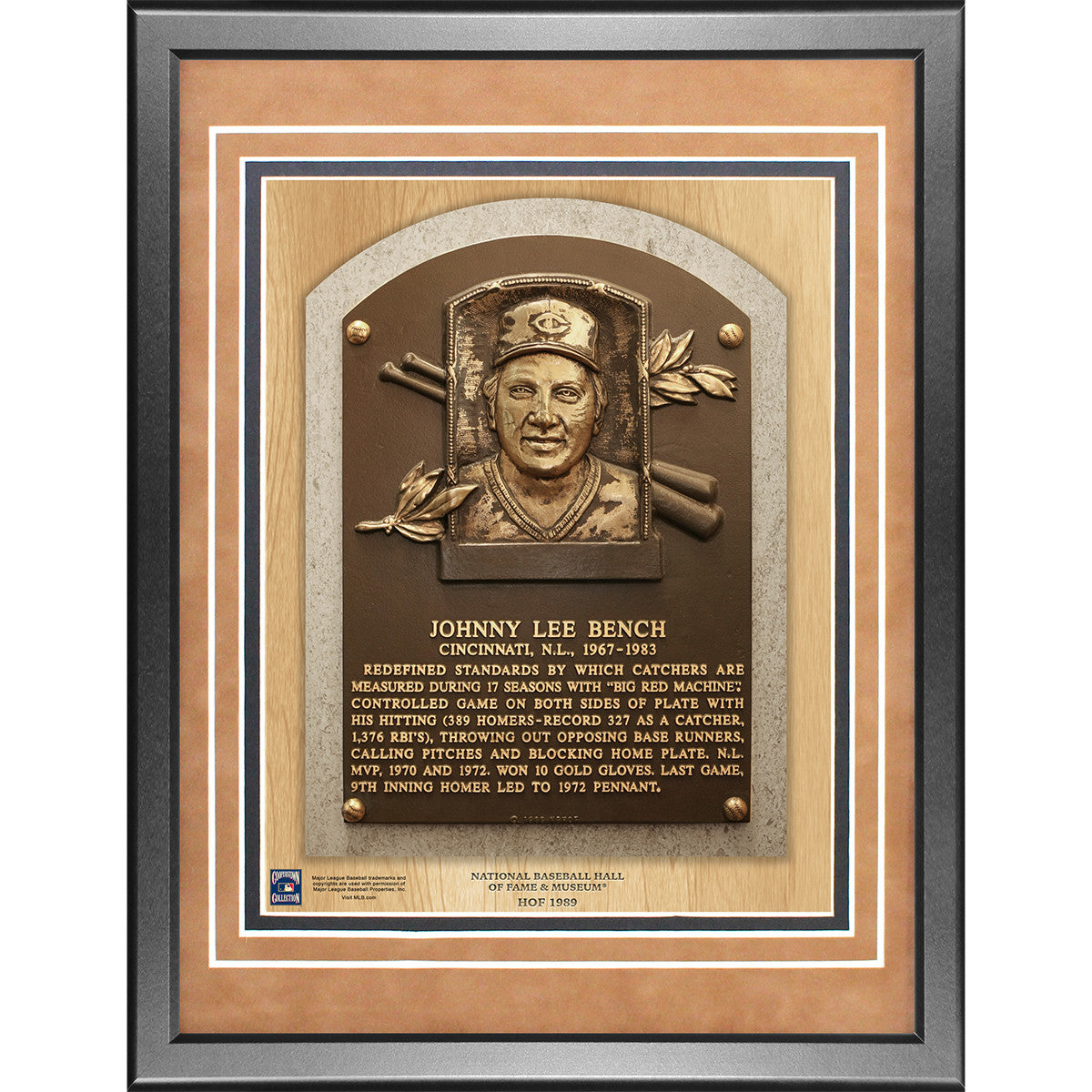 Johnny Bench 11x14 Framed Baseball Hall of Fame Plaque - Signed Memorabilia for Sports Fans & Collectors - Perfect for Man Cave, Sports Bar, or Office Decor