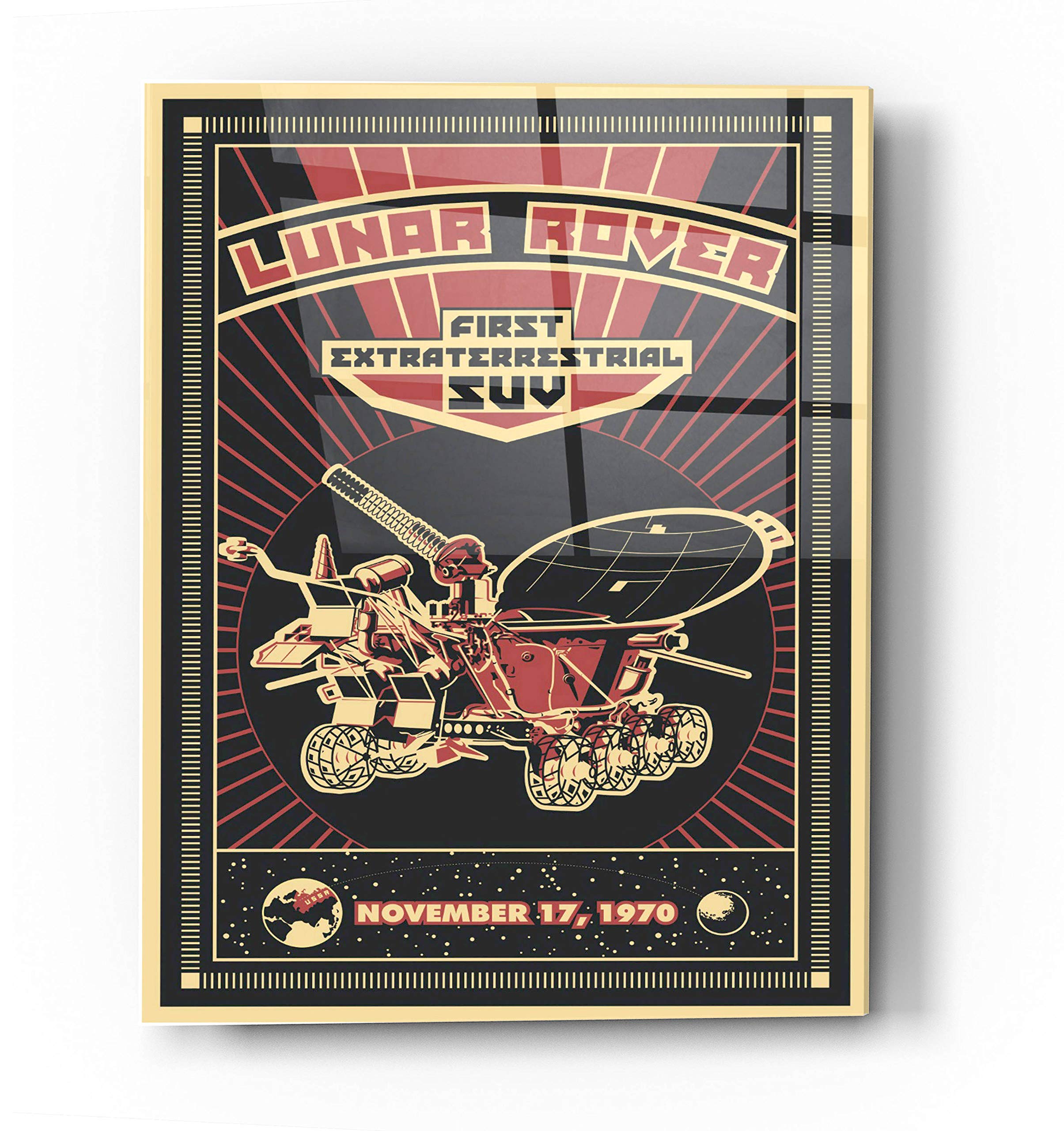 Epic Art 'Lunar Rover' Acrylic Glass Wall Art - 24x36 Inches - Modern Space Themed Home Decor for Living Room, Bedroom & Office