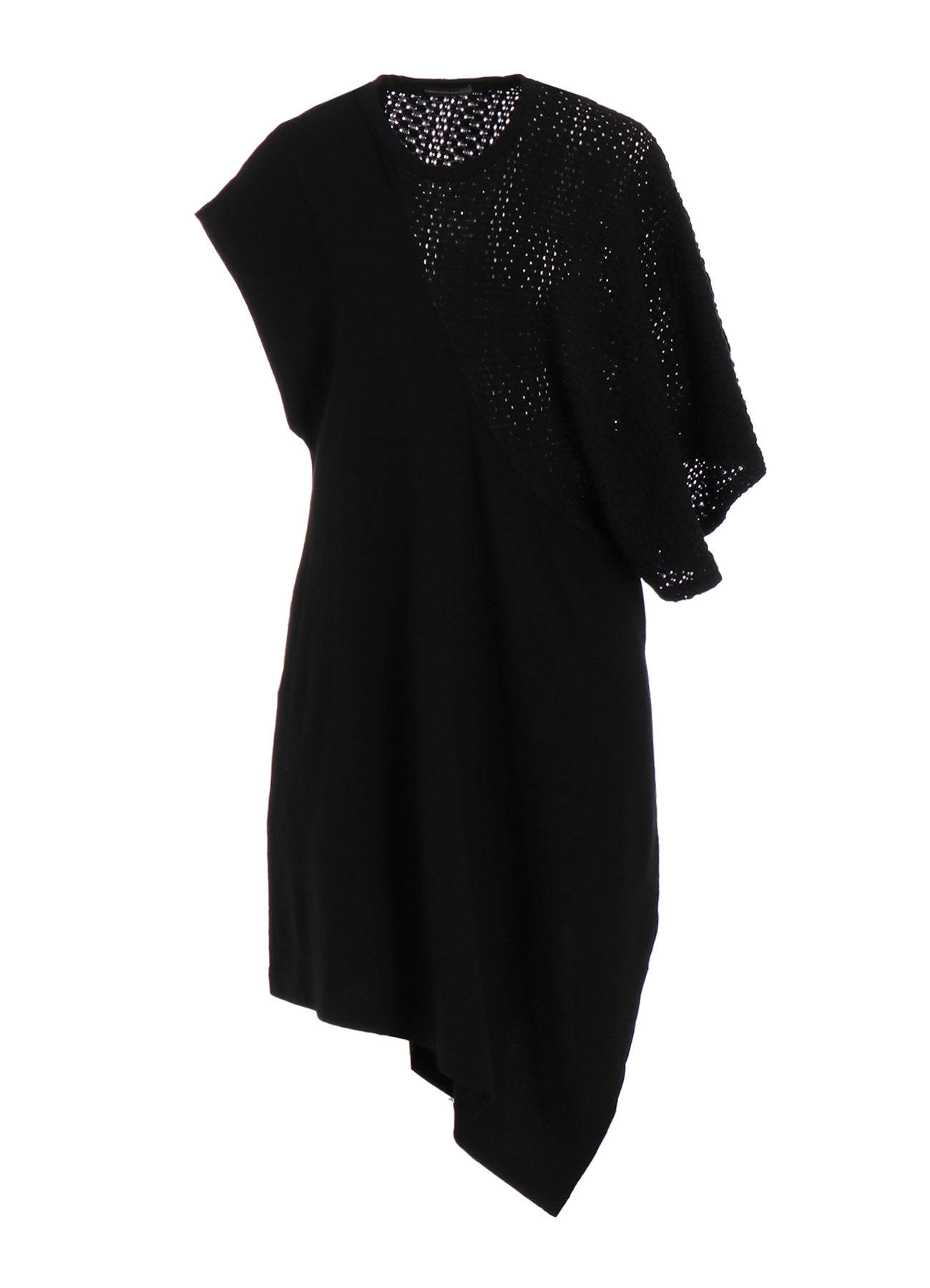 Cotton Jersey & Lace Left Shoulder Drape T-Shirt - Elegant Women's Fashion Top for Casual Wear, Parties & Date Nights