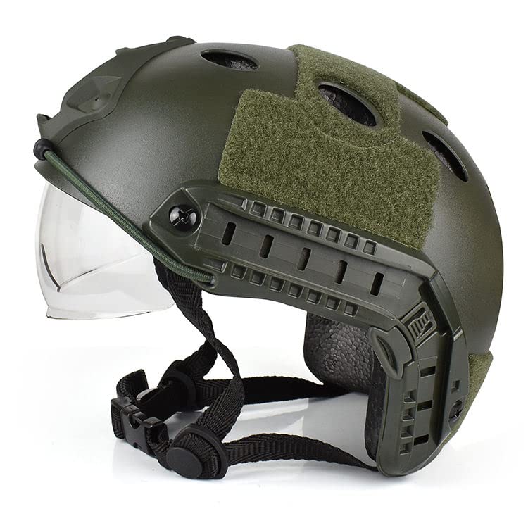 Tactical Airsoft Helmet - Fast PJ Style with Goggles, NVG Mount & Side Rails for Airsoft, Paintball, Military Simulation & Outdoor Combat Training