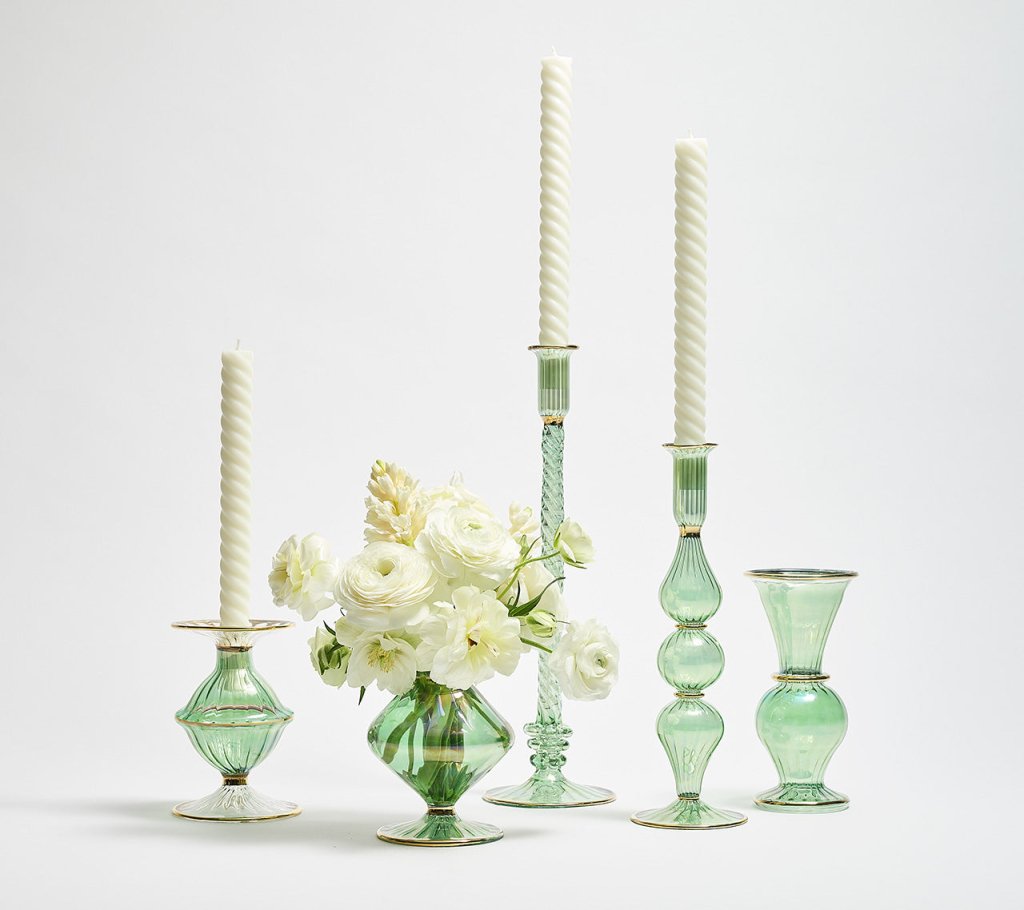Green Braided Candle Holder - Handmade Boho Home Decor for Table Centerpiece, Wedding Decorations & Cozy Living Room Ambiance