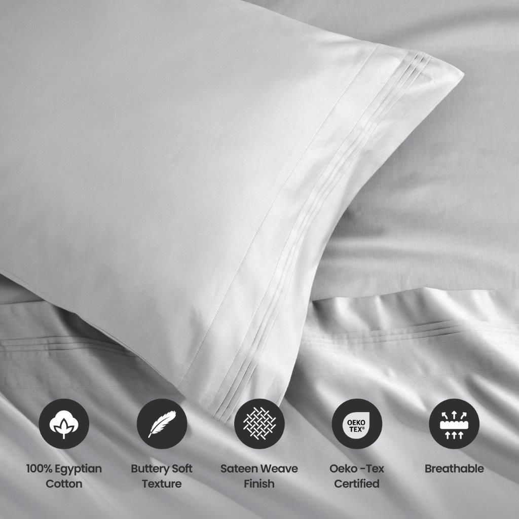 Luxury 1500 Thread Count Egyptian Cotton Pillowcase Set - 2 Piece, Ultra Soft & Breathable for Better Sleep - Perfect for Bedroom, Hotel, or Gift