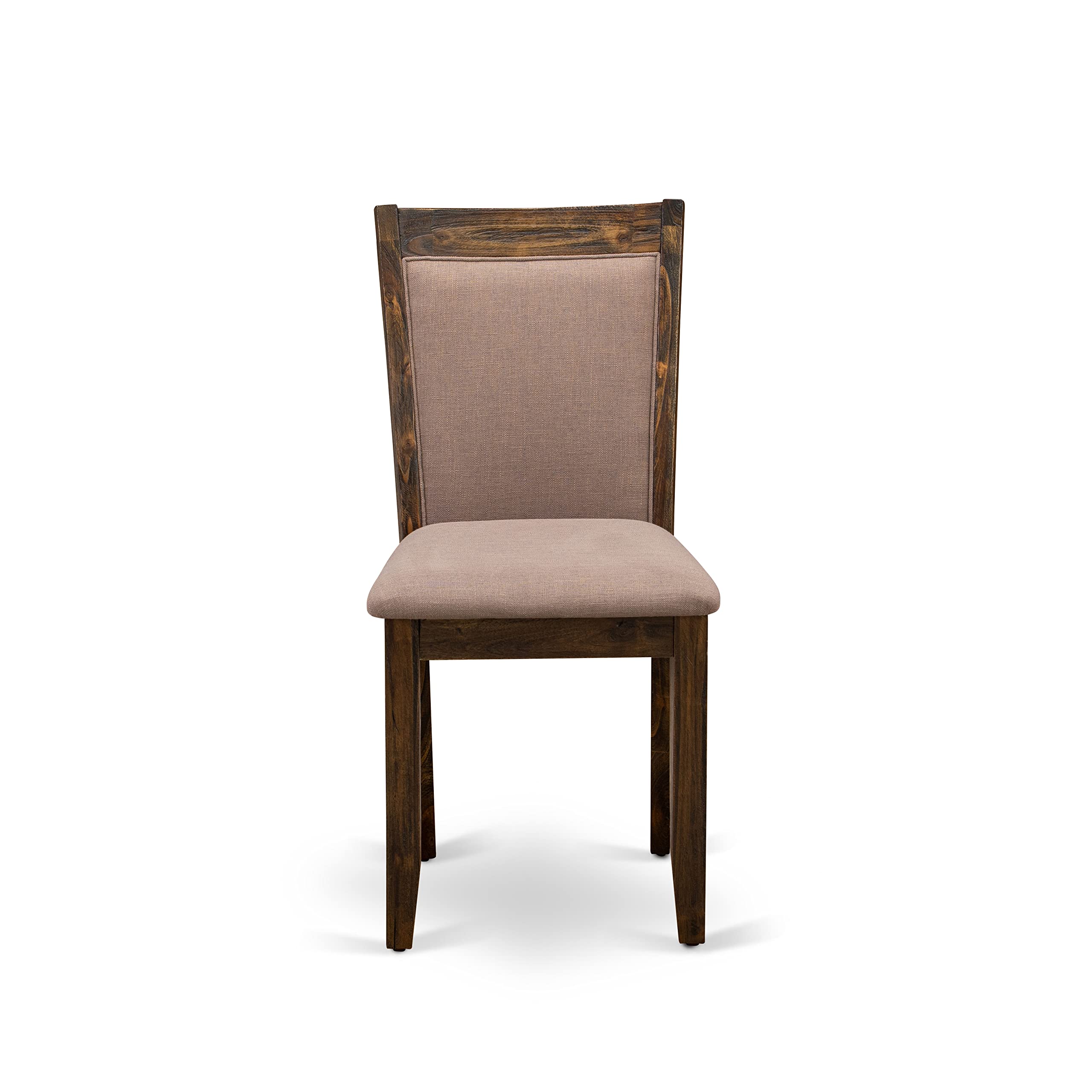 East West Furniture I3MZ5-748 5-Piece Round Dining Table Set with Pedestal Base & 4 Coffee Linen Fabric Parson Chairs, 48x48 Inch, Distressed Jacobean Finish - Perfect for Kitchen, Breakfast Nook, and Small Space Dining Rooms