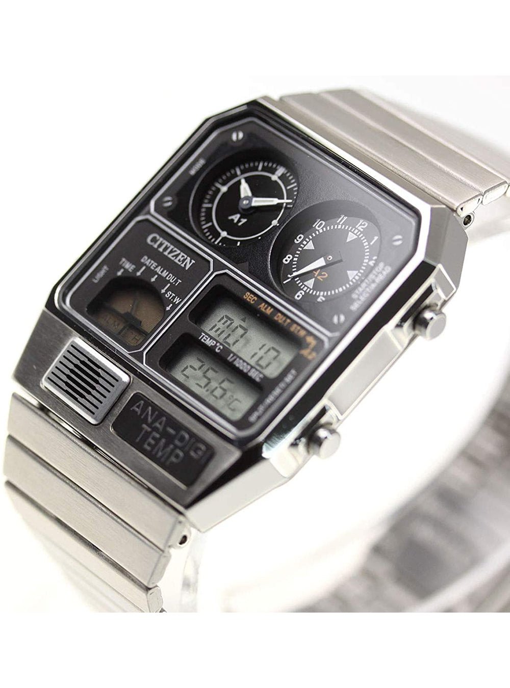 CITIZEN Ana-Digi Temp JG2101-78E Silver Reproduction Watch with Japan JDM Movement - Perfect for Vintage Collectors & Fashion Enthusiasts