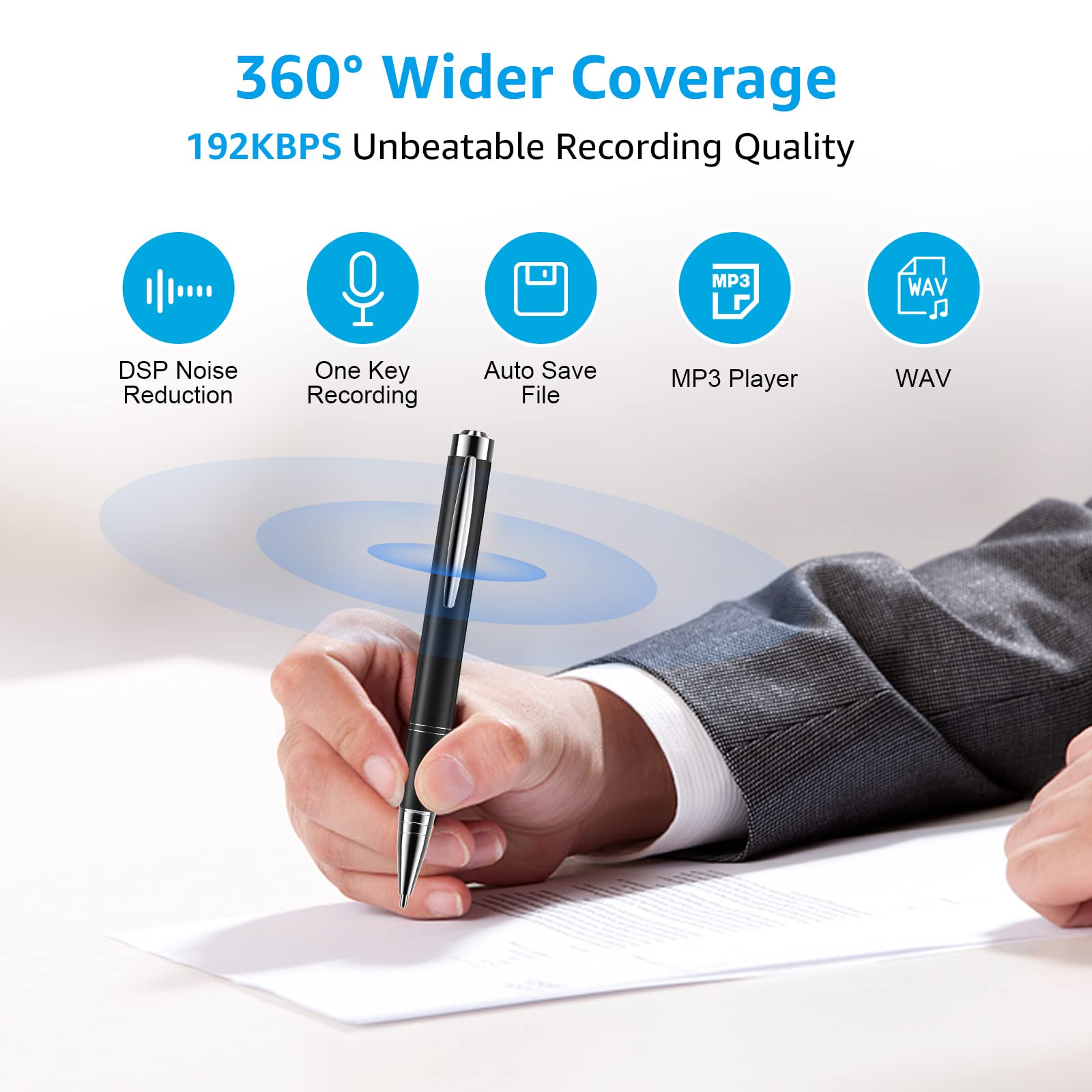 64GB Digital Voice Recorder with Noise Reduction - High Quality Audio Recorder for Lectures, Meetings, Interviews & Concerts | Perfect for Students, Professionals & Music Lovers