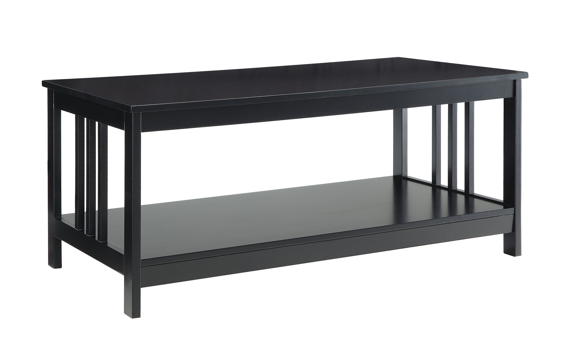 Convenience Concepts Mission Coffee Table - Solid Wood Black End Table for Living Room, Perfect for Home Decor & Entertaining Guests