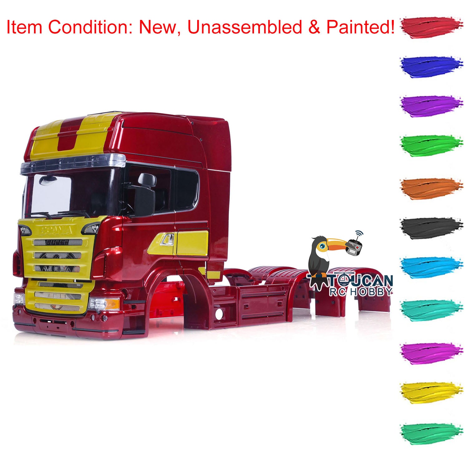 High Roof Cabin RC Car Body Shell for 1/14 Scale 6x6 & 6x4 Remote Control Tractor Trucks - DIY Construction Vehicle Model - Perfect for Hobbyists, RC Enthusiasts & Construction Vehicle Collectors