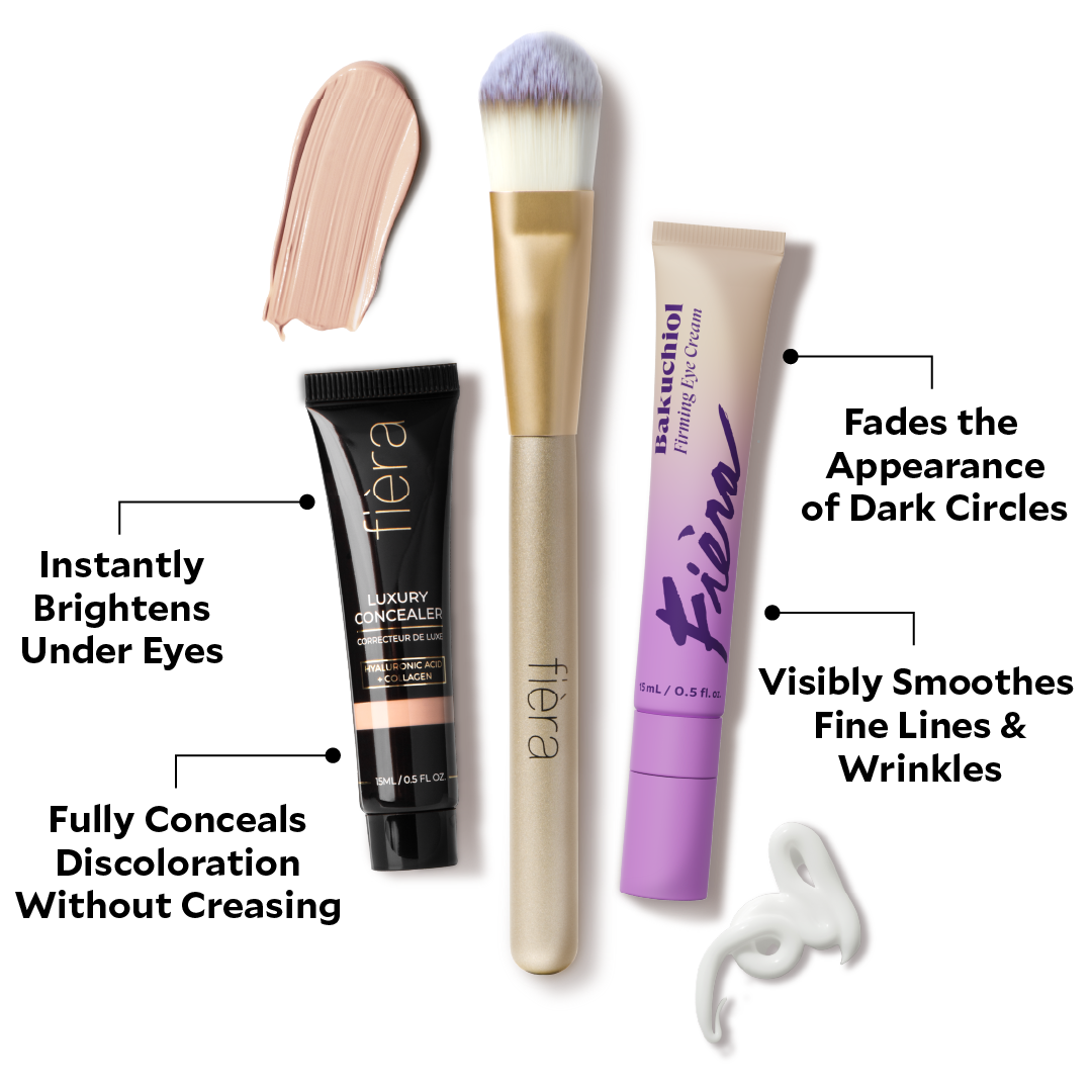 Fiera Dark Circles Duo - Under Eye Treatment & Concealer Set for Dark Circles & Puffiness | Brightening & Hydrating Eye Care for Day & Night Use