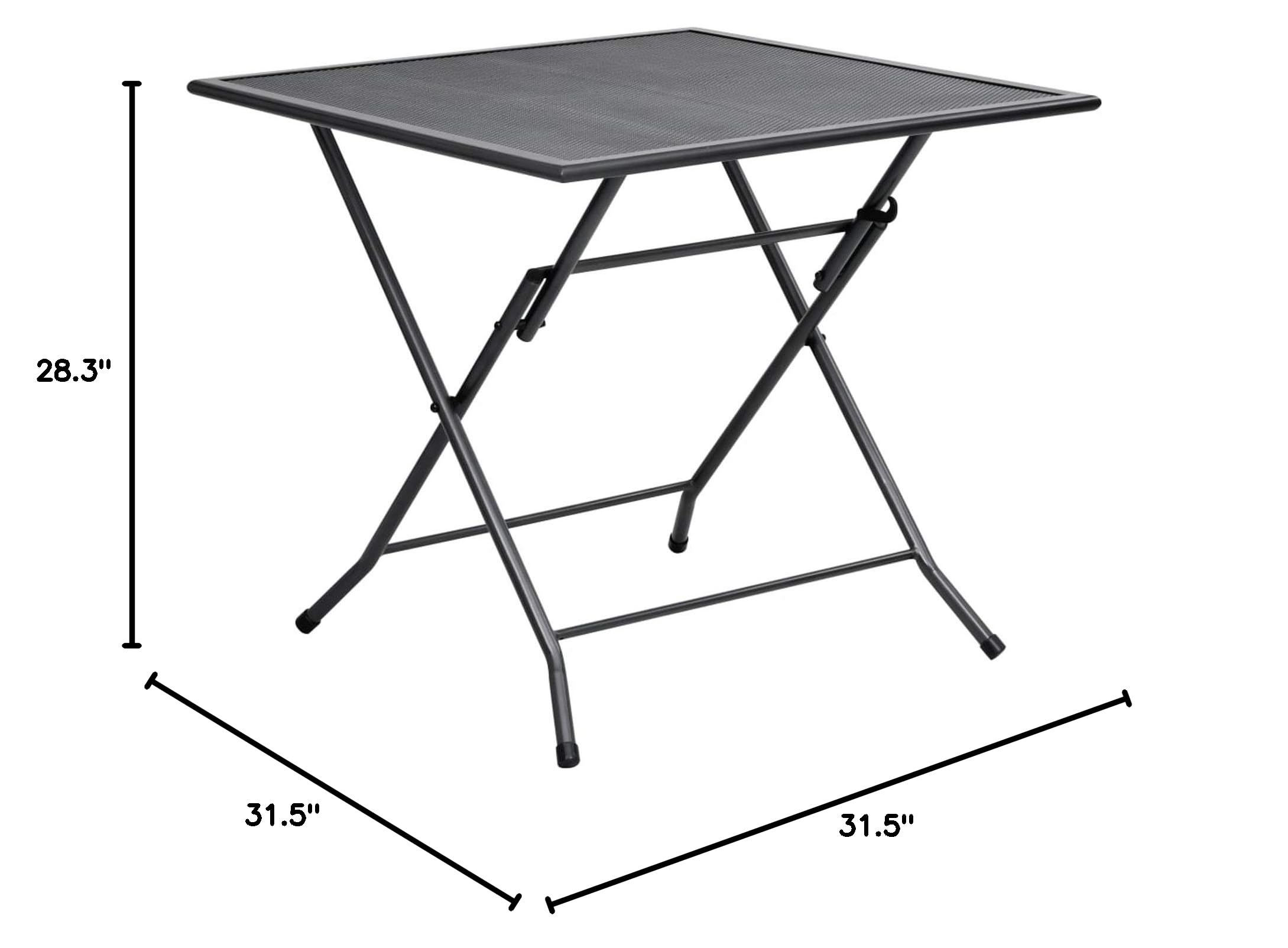 Tidyard 31.5 Inch Square Folding Mesh Table - Steel Anthracite Outdoor Dining Table for Patio, Backyard, Balcony, Garden & Indoor Use - Perfect for BBQs, Picnics and Small Space Living
