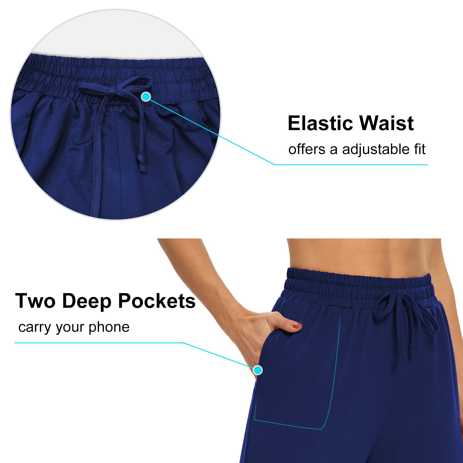 DIBAOLONG Women's Capri Pants - Loose Yoga Pants with Wide Leg, Drawstring & Pockets - Comfy Lounge Pajama Sweatpants for Yoga, Workout, Home & Travel