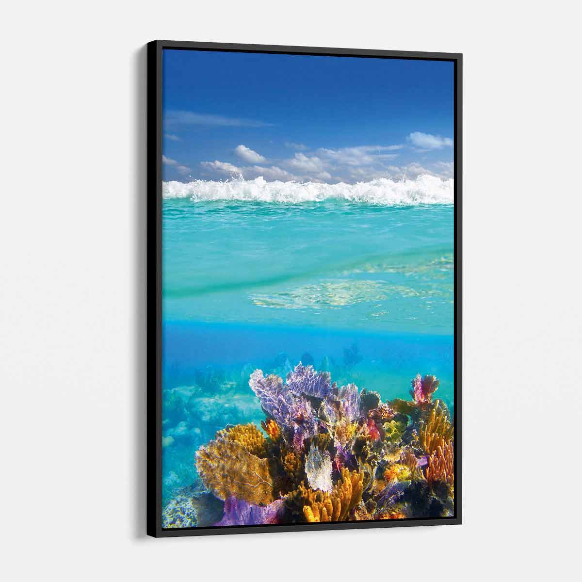Blue Coral Reef Wall Art Canvas Print - Ocean Themed Home Decor for Living Room, Bedroom & Office | 3121