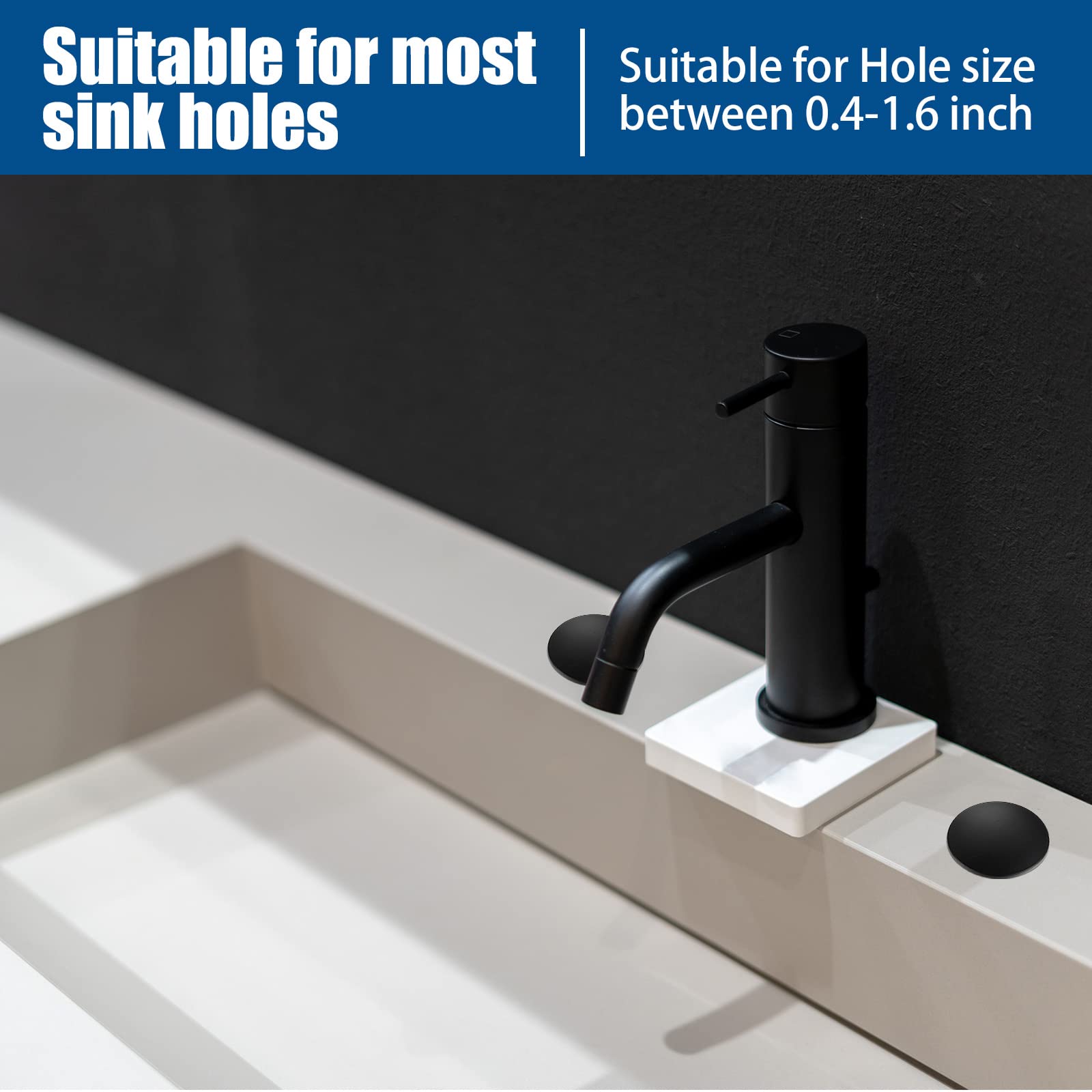 LEIFIDE 2-Pack 2 Inch Stainless Steel Kitchen Sink Hole Cover - Black Faucet Hole Cover Plate, Sink Tap Stopper & Blanking Metal Plug for Bathroom, RV & Outdoor Kitchen Use