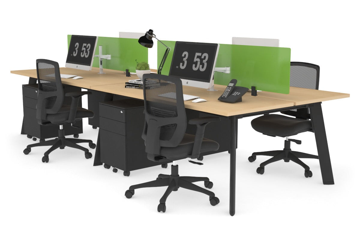 4-Person Workstation with Black Frame - 1200L x 700W Office Desk for Team Collaboration & Productivity | Perfect for Open Offices, Coworking Spaces & Home Offices