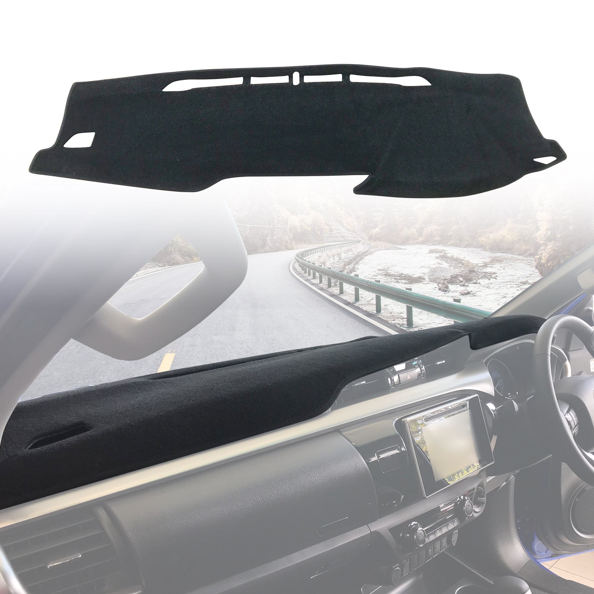 Premium Custom Fit Dash Mat for Toyota Hilux REVO (2015-2023 Models) - UV Protection & Anti-Slip Dashboard Cover for Sun Glare Reduction & Interior Protection