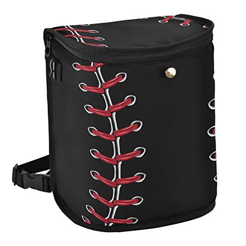 **Emelivor Red Baseball Lace Car Trash Can with Lid - Waterproof & Leak-Proof Automotive Garbage Bin - Multipurpose Car Organizer for Front or Back Seat - Perfect for Road Trips, Commuting & Travel**