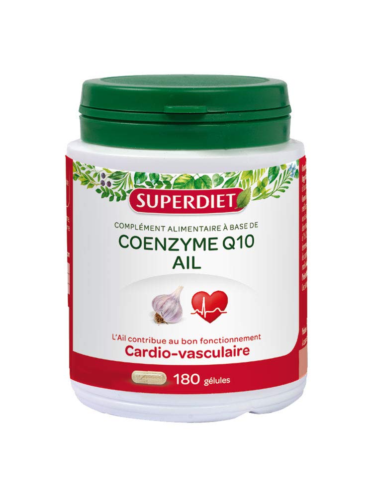 Super Diet Q10 Coenzyme with Garlic Extract - 180 Capsules for Heart Health, Energy Boost & Antioxidant Support - Daily Supplement for Adults & Seniors