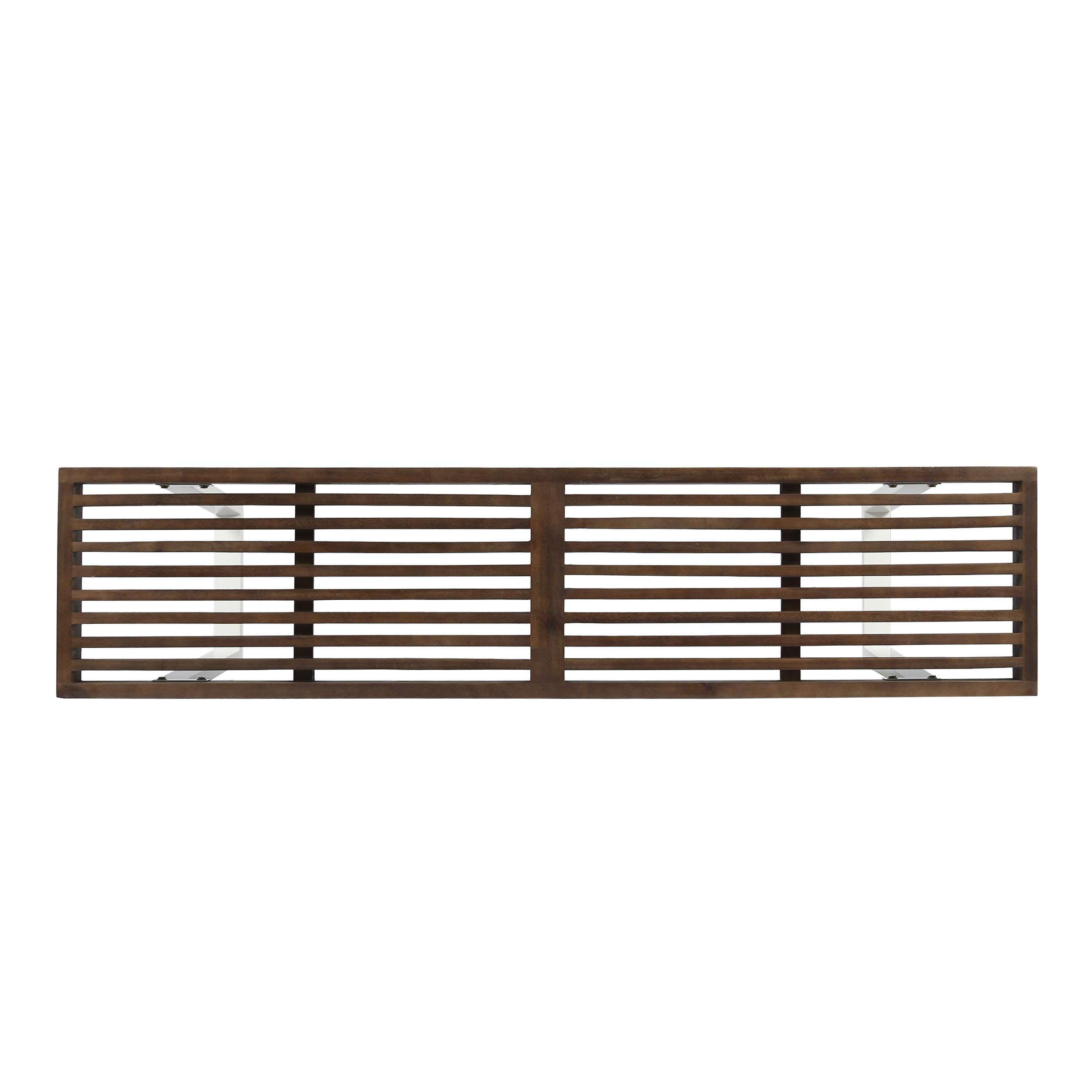Christopher Knight Home Joa Patio Dining Bench - Acacia Wood with Iron Legs - Modern Contemporary Outdoor Furniture - Dark Brown & White Wash - Perfect for Backyard, Garden, and Patio Dining Sets