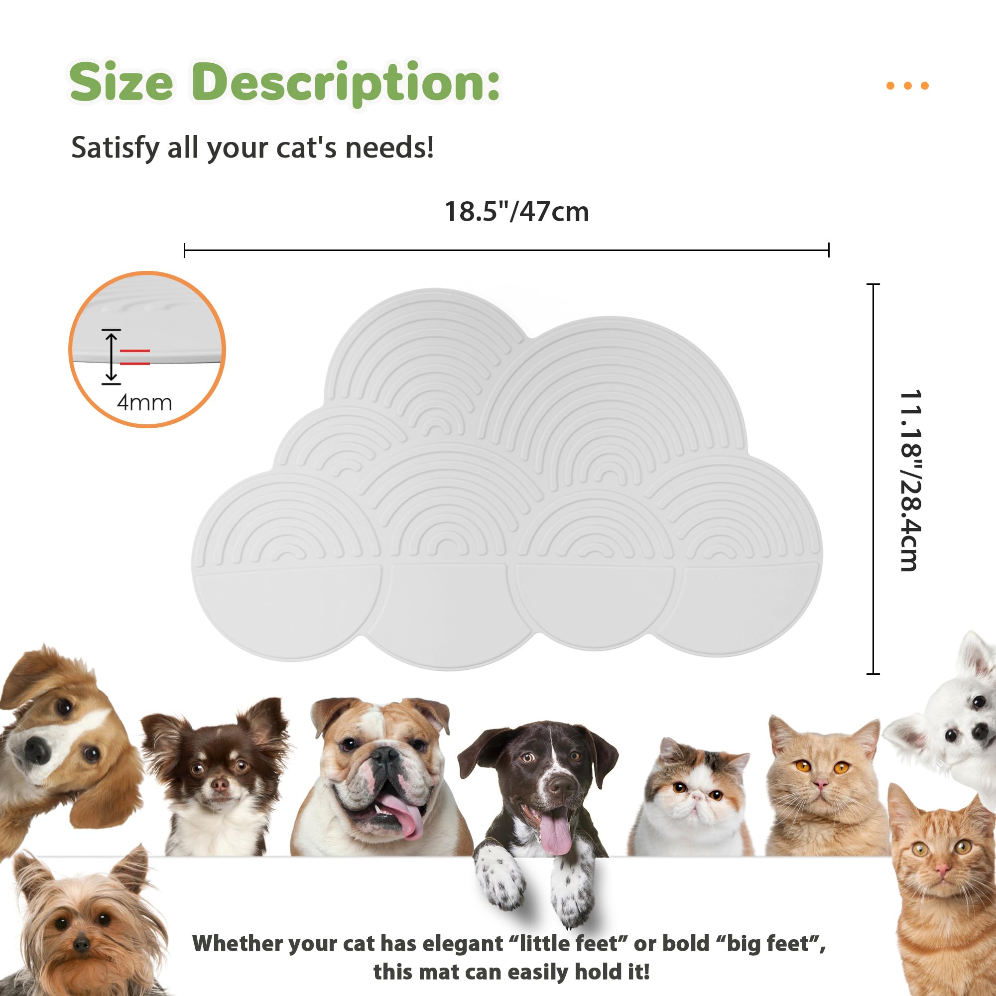 Li&Zhao Waterproof Pet Food Mat - Non-Slip Dog & Cat Feeding Mat, Durable Bowl Placemat for Floors, Easy Clean Spill-Proof Pet Dining Mat (Grey) - Perfect for Messy Eaters & Kitchen Floor Protection