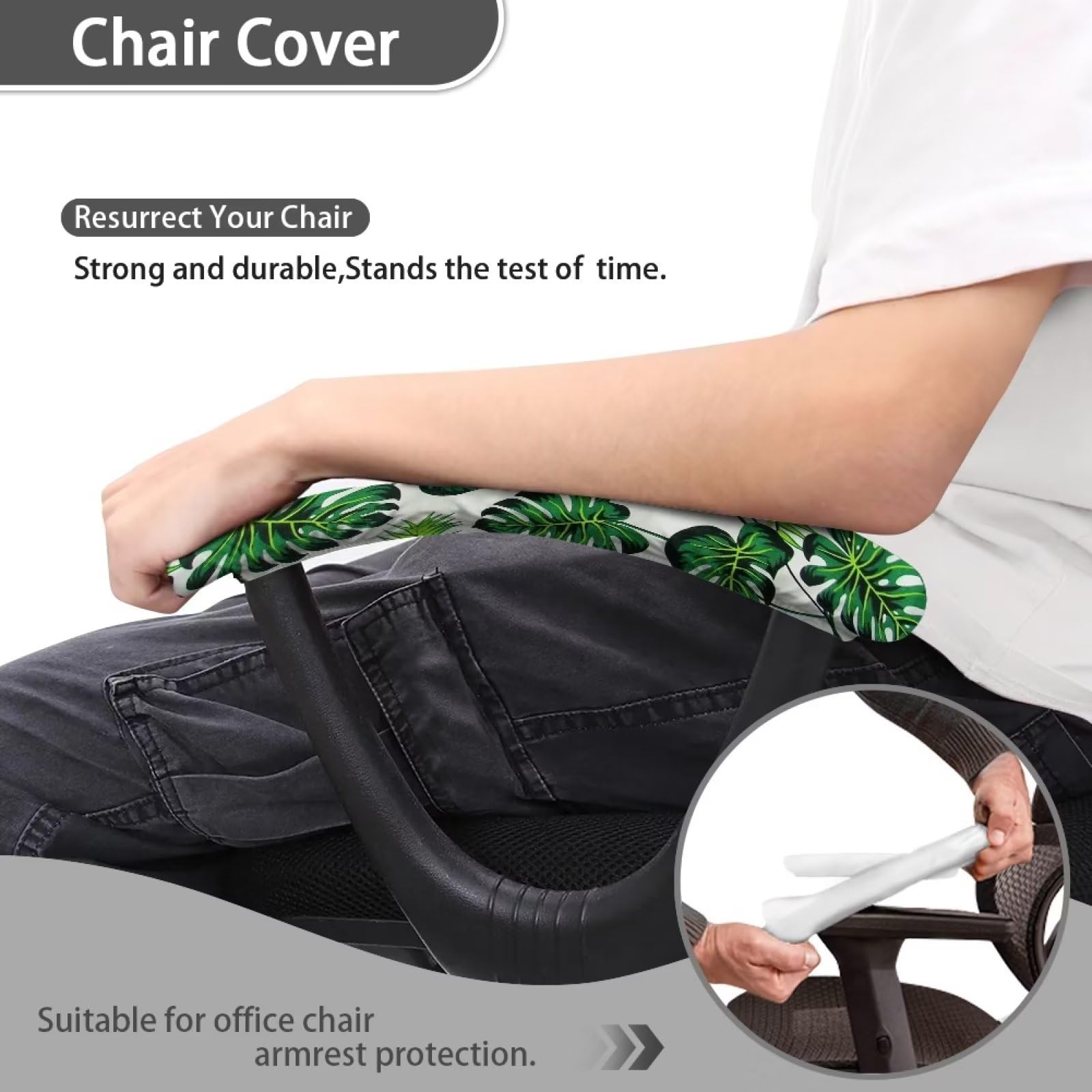 Stretchable Armrest Covers for Office Chairs - 2 Pack Elastic Chair Protectors for Desk, Rotating & Computer Chairs - Perfect for Home Office, Gaming & Workspace Comfort