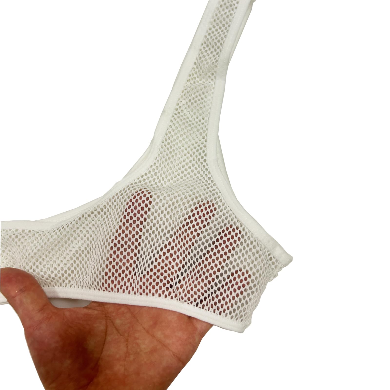 Sexy Women's Fishnet Mesh Crop Top - Deep U Neck Spaghetti Strap Tank Top with Built-in Bra for Nightclub, Party & Festival Outfits | Breathable Summer Fashion Top for Women