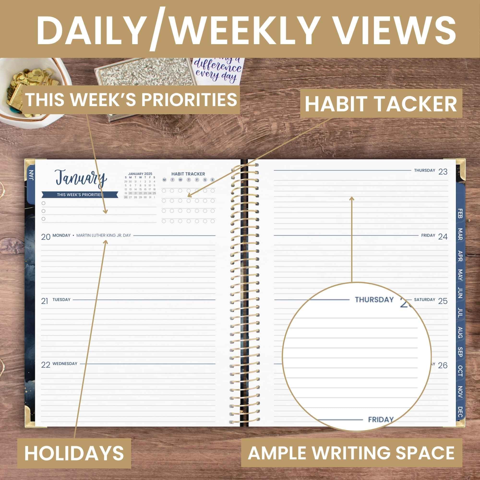 Bloom 2025 Hardcover Daily Planner - 8.5