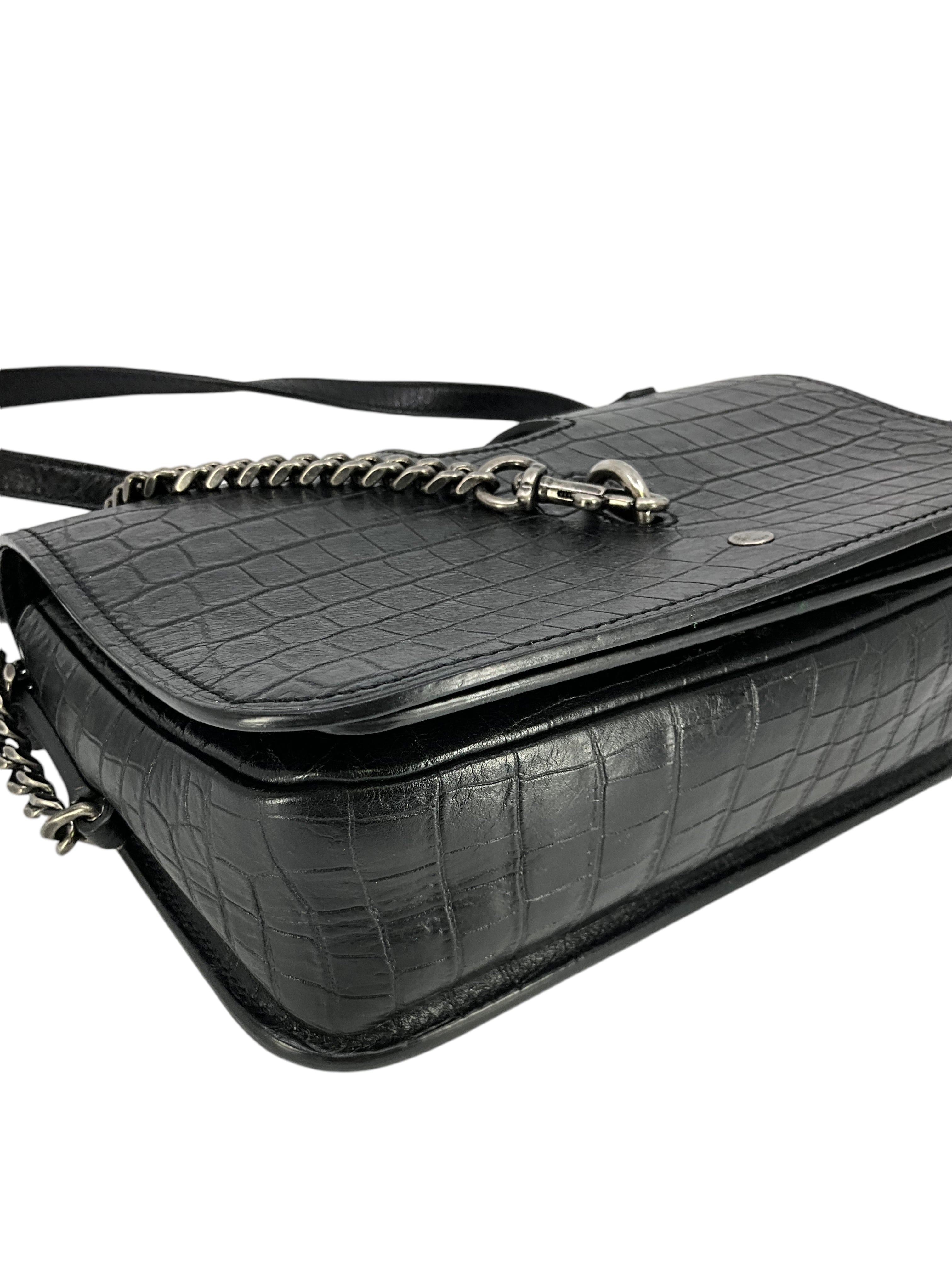 SAINT LAURENT Medium Charlotte Bag - Genuine Crocodile Embossed Leather Handbag for Women | Perfect for Work, Evening Events & Luxury Gift Giving