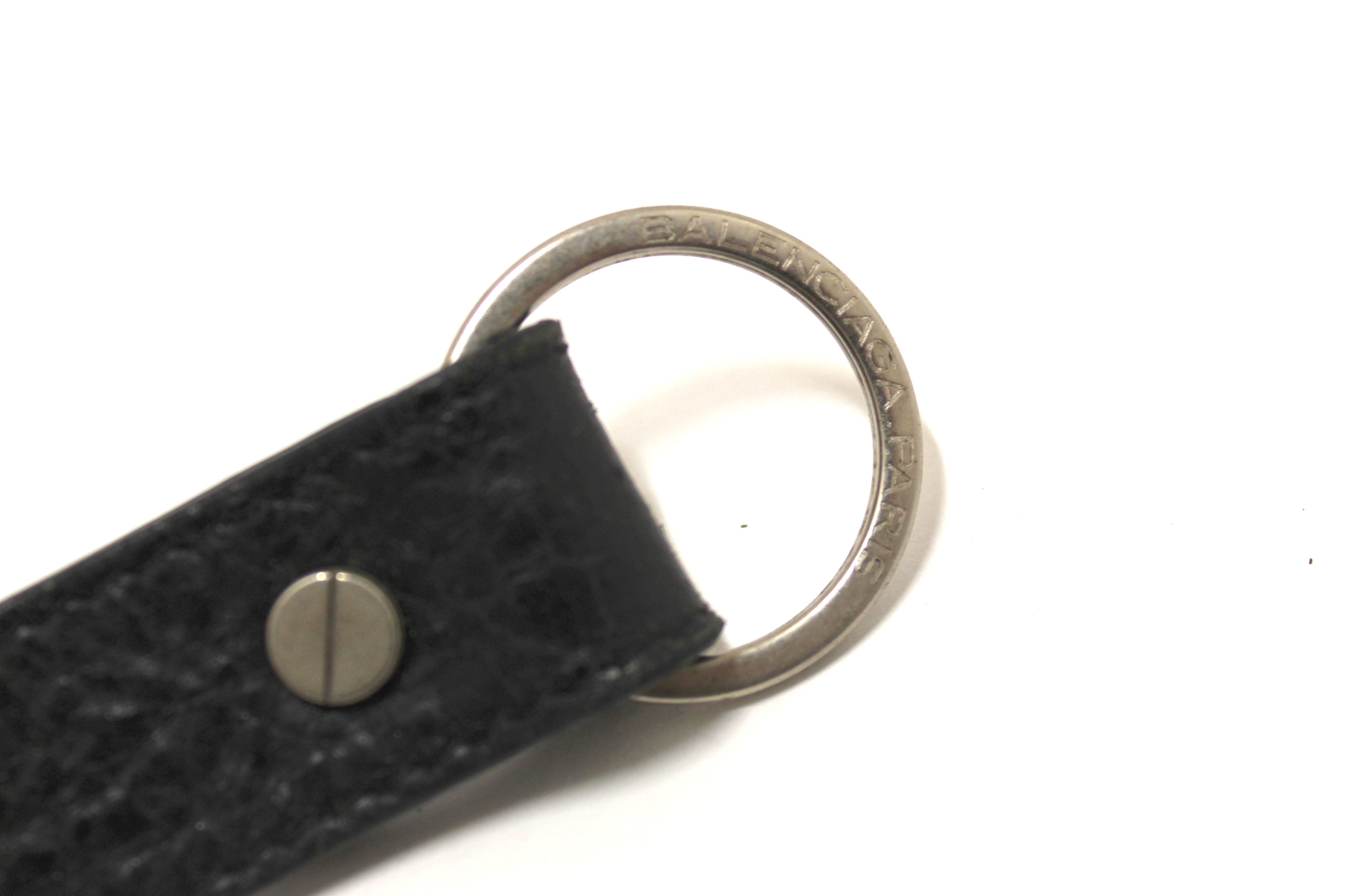 Authentic Balenciaga Black Leather Keychain Strap Holder - Luxury Designer Key Ring for Bags, Wallets & Keys | Perfect Gift for Fashion Lovers