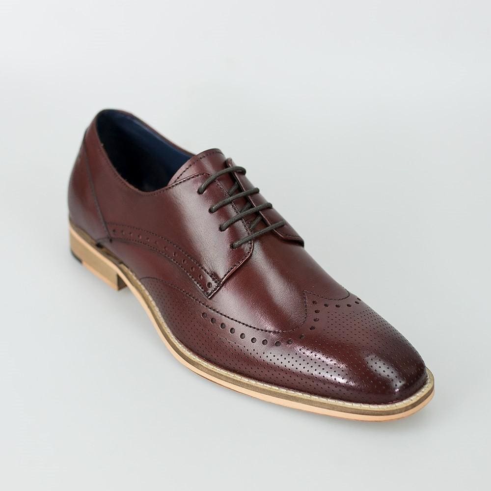 Cavani Rome Men's Genuine Leather Cherry Red Dress Shoes - Formal & Business Casual Footwear for Work, Weddings & Special Occasions