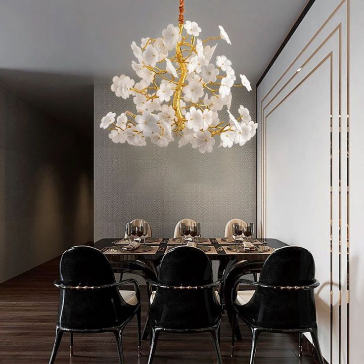 Elegant Cherry Wood Dining Room Chandelier - Modern Farmhouse Branch Lighting Fixture for Dining Table, Kitchen Island & Bedroom Decor