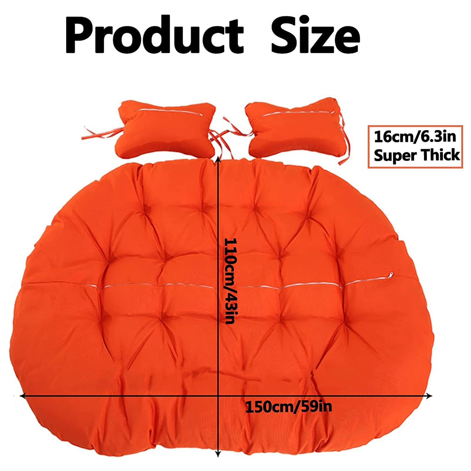 **Waterproof Double Egg Chair Cushion Replacement - 2-Person Hammock Swing Chair Pad, Detachable 2-Seater Hanging Basket Chair Cushion for Indoor, Outdoor, Garden, Patio, Balcony (Green) - Perfect for Relaxing, Lounging & Reading**