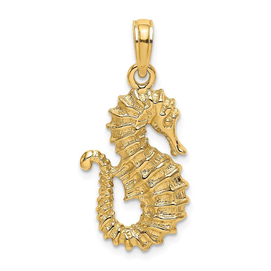 14K Gold Seahorse Pendant Necklace for Women - Elegant Textured Jewelry Gift for Her - Perfect for Birthday, Anniversary & Beach Vacation Accessories