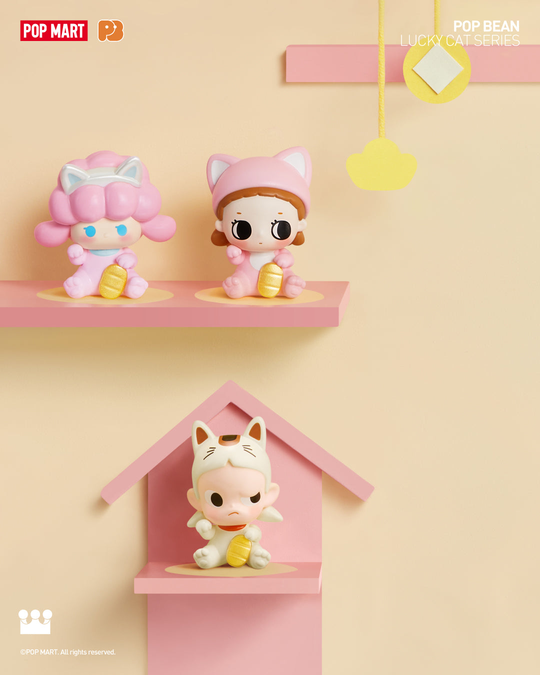 POP MART POP BEAN Lucky Cat Series Blind Box Collectible Figure - Cute Japanese Maneki Neko Cat Statue for Home Decor, Office Desk & Gift Giving