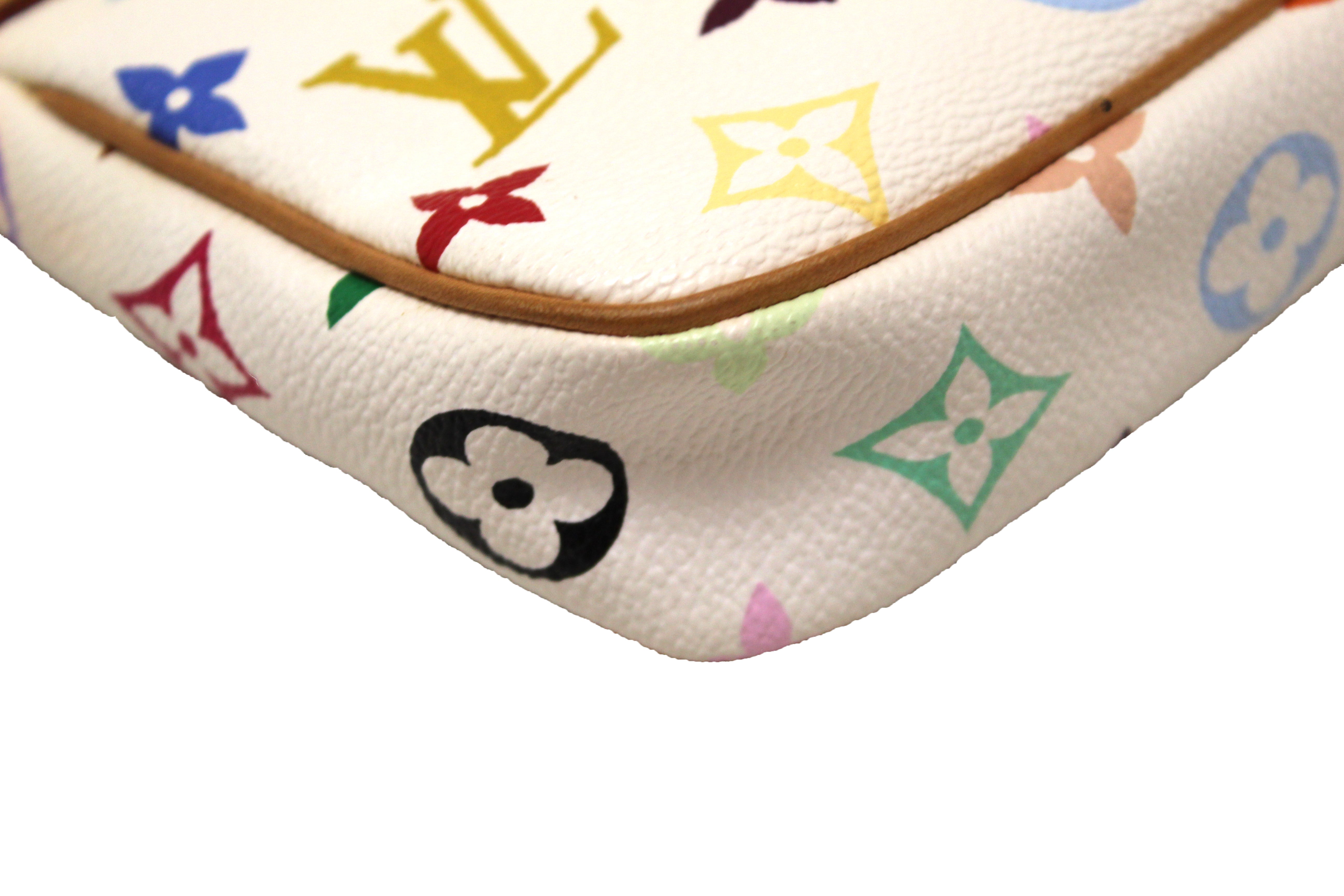 Authentic Louis Vuitton White Multicolor Pochette Accessories Handbag for Women | Luxury Designer Crossbody Bag | Perfect for Parties, Date Nights & Travel