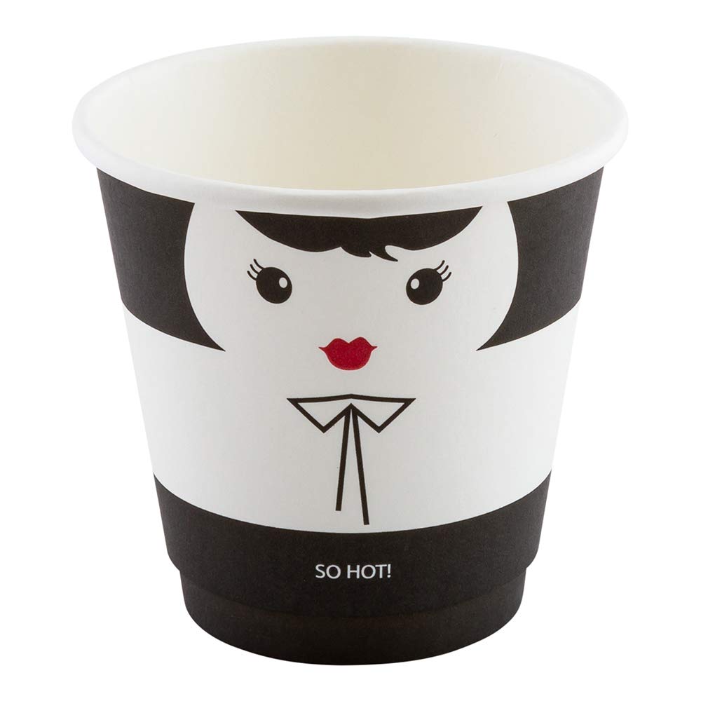 8oz Disposable Paper Coffee Cups - Leakproof & Recyclable Black/White Hot Drink Cups with Matching Lids (Sold Separately) - Perfect for Coffee Shops, Offices, and Catering Events