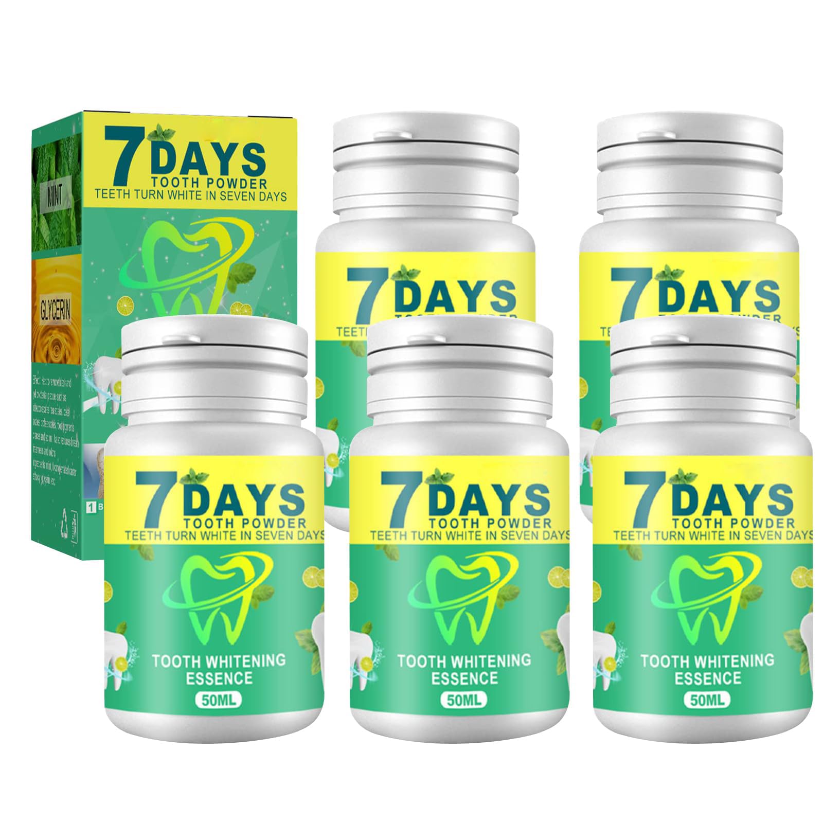 Natural Teeth Whitening Powder for Coffee, Tea & Smoking Stains | Sensitivity-Free Brightening Formula | Peroxide-Free & Mint Flavored (5 Pack) – Perfect for Daily Use at Home, Travel & Gifting