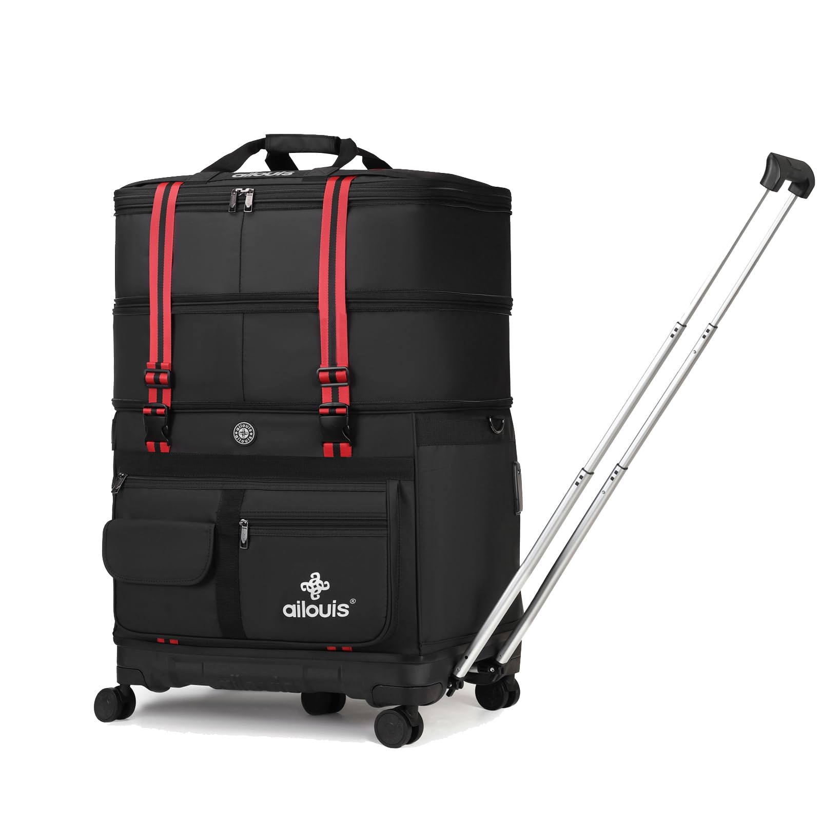 Expandable Foldable Luggage Bag with Telescoping Handle - Collapsible Suitcase with Removable Wheels - Rolling Travel Duffel for Men & Women - Perfect for Air Travel, Business Trips & Weekend Getaways