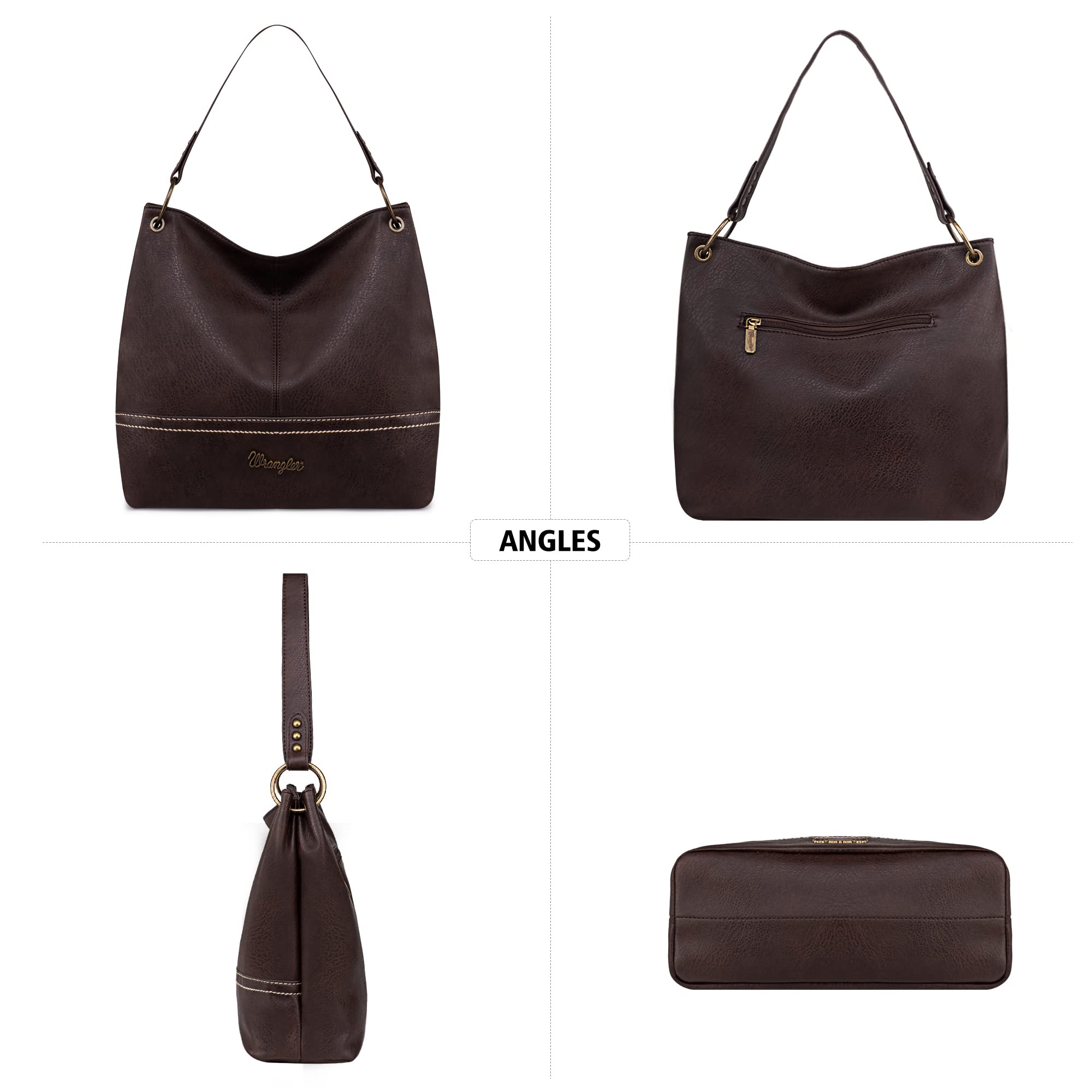 Wrangler Vegan Leather Hobo Bags for Women - Stylish Top Handle Shoulder Purses & Handbags for Work, Travel & Everyday Use