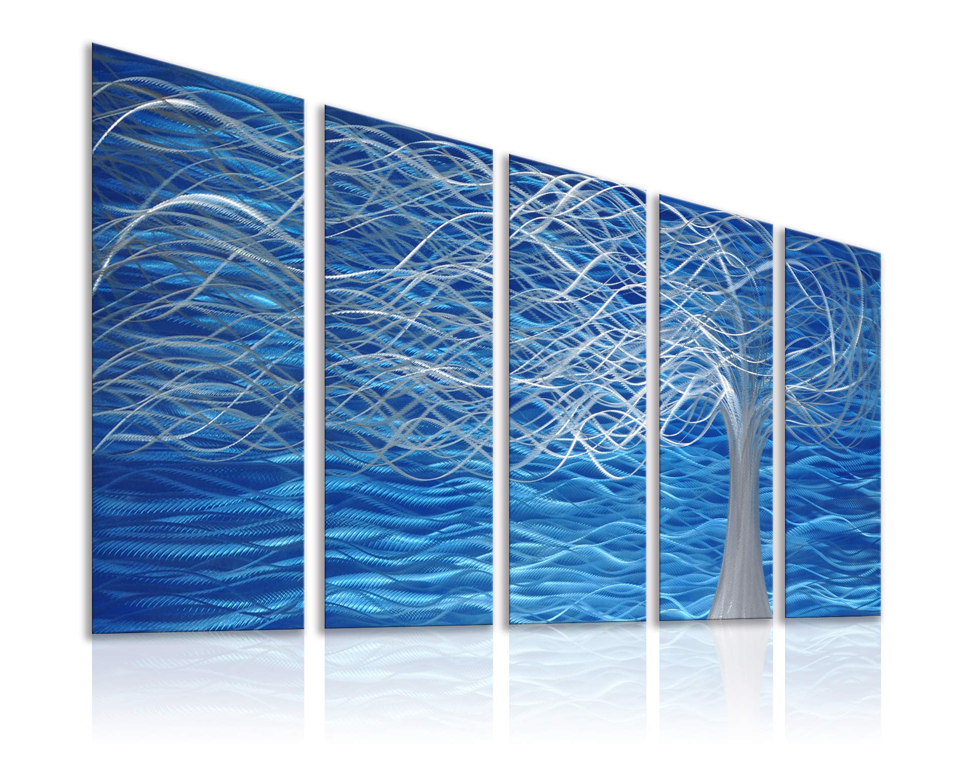 Abstract Modern Metal Wall Sculpture - Tree Painting Design Contemporary Aluminum Artwork for Indoor & Outdoor Décor, 5 Panels 64