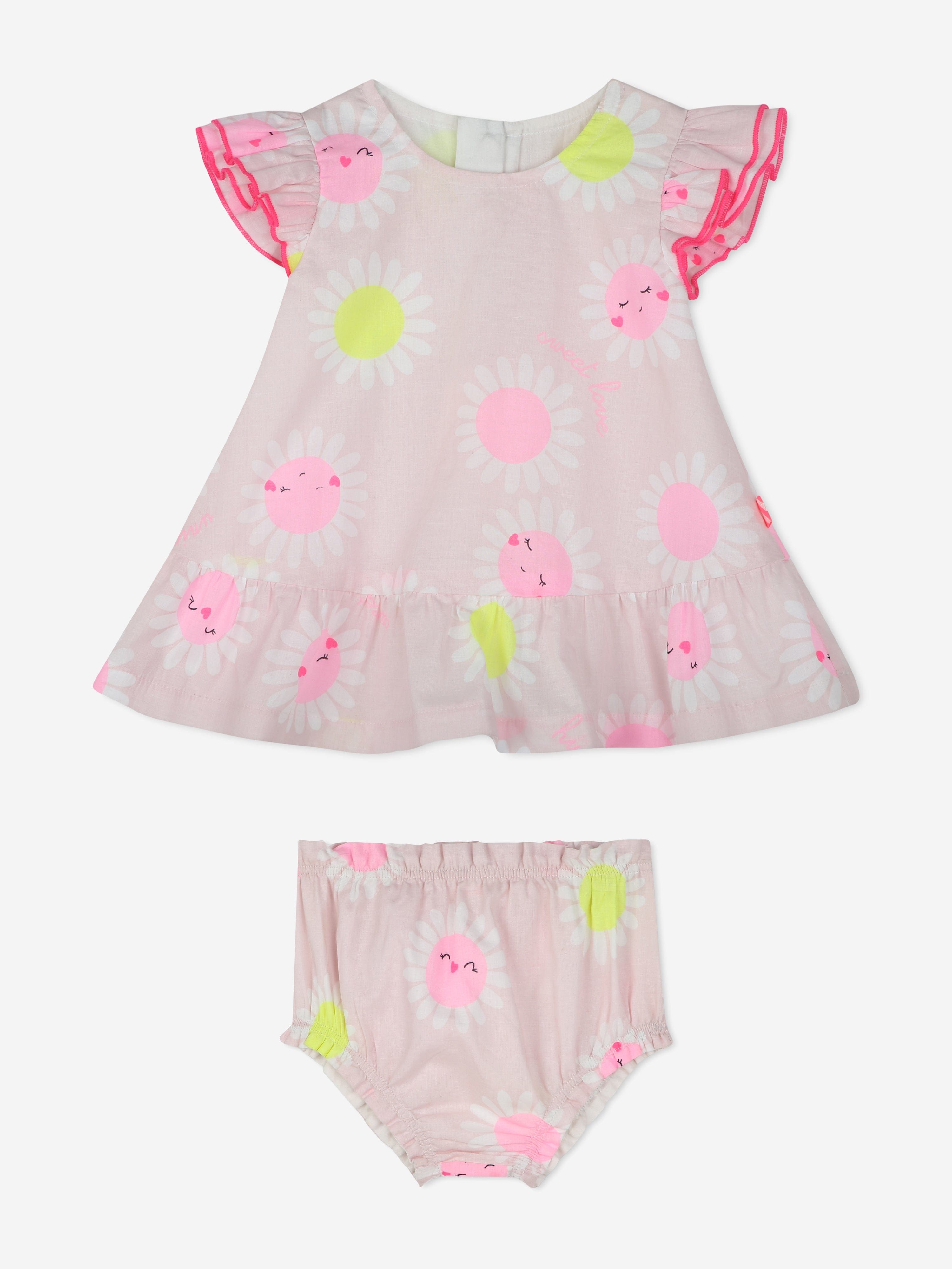 Adorable Baby Girls Daisy Dress and Bloomers Set - Soft Pink Floral Outfit for Newborns & Toddlers | Perfect for Easter, Photoshoots & Special Occasions