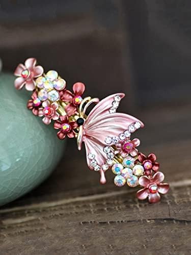 Kairangi Butterfly Hair Clips for Women & Girls - Red French Barrette Hair Accessories for Women (Perfect for Weddings, Parties & Daily Use) - Great Gift Idea for Women & Girls