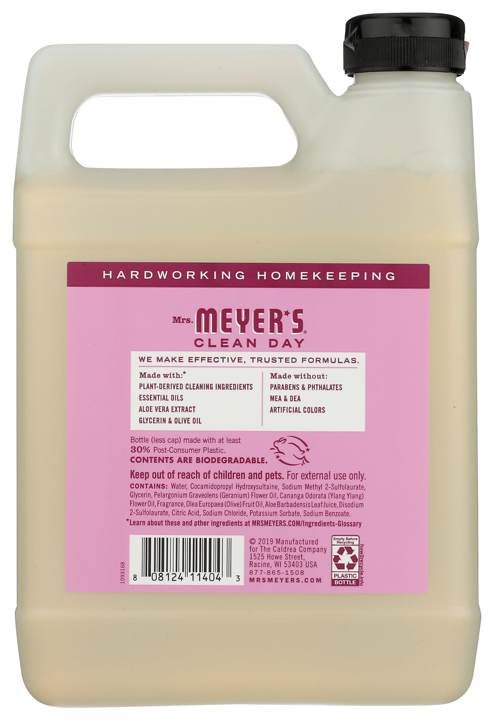 Mrs. Meyer's Clean Day Liquid Hand Soap Refill - 33oz Peony Scented, Cruelty-Free & Biodegradable Hand Wash with Essential Oils | Gentle for Daily Use in Kitchen, Bathroom & Office