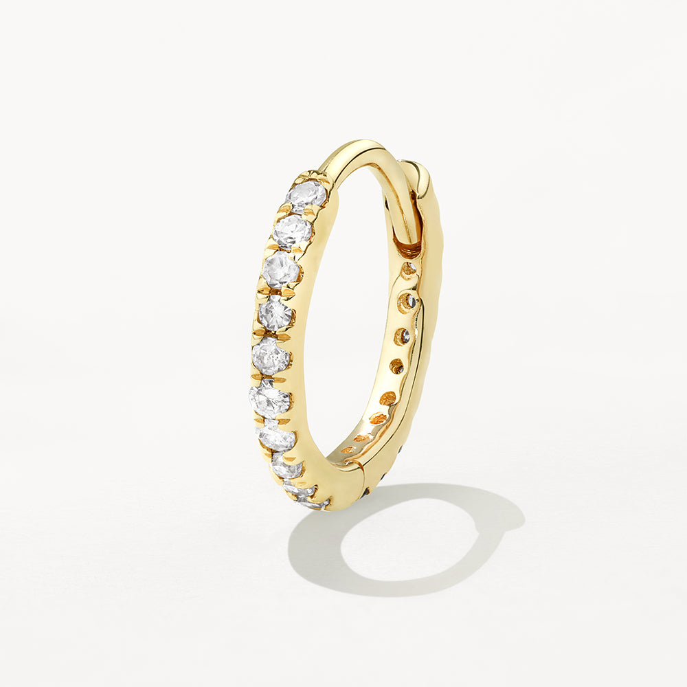 10k Gold Diamond Huggie Single Earring - Minimalist Dainty Hoop Earrings for Women, Perfect for Everyday Wear & Special Occasions